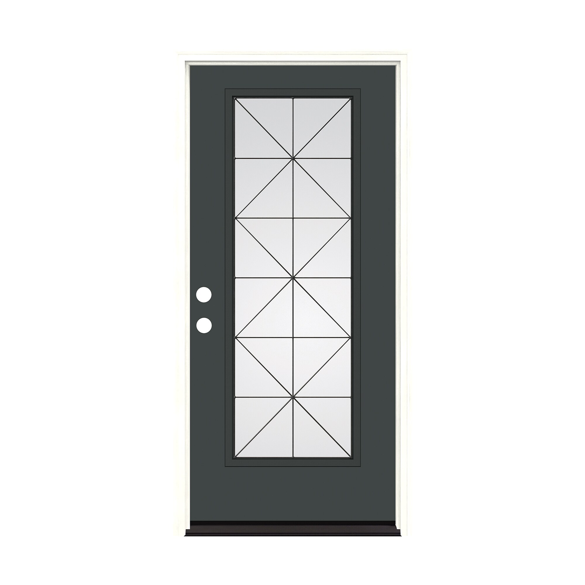 Therma-Tru CALIX 36-in x 80-in Fiberglass Full Lite Prehung Front Door with Brickmould Insulating Core