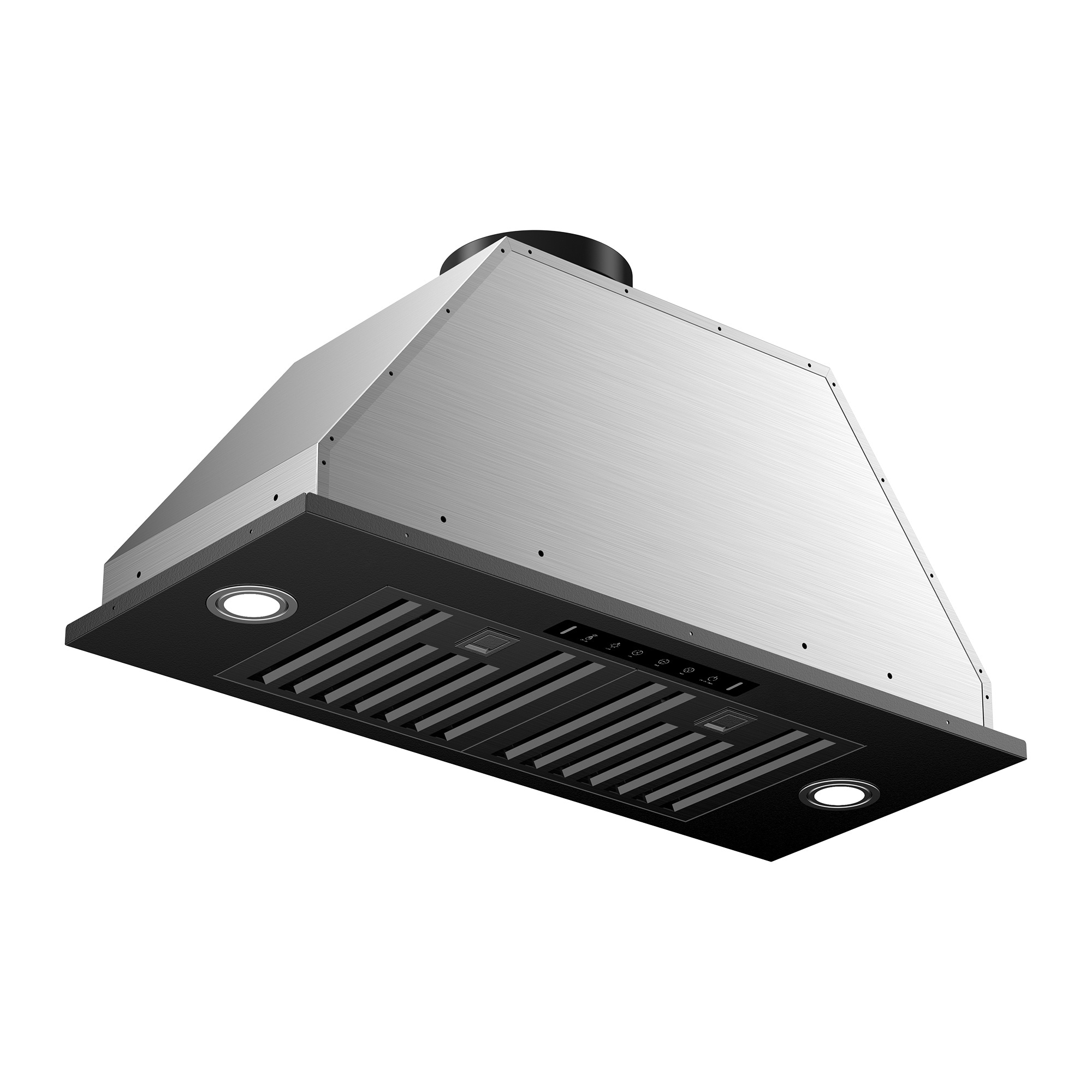 VIKIO B0130H 28 inch Ducted 900-CFM Recirculating Matte Black Insert Under Cabinet Range Hood with Charcoal Filter