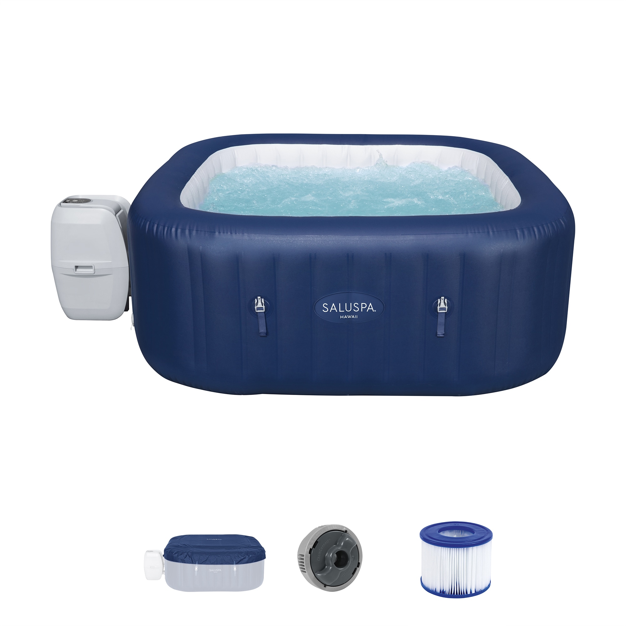 Bestway 410810 SaluSpa 114 Jet 6 -Person Inflatable Square Hot Tub (Cover Included)