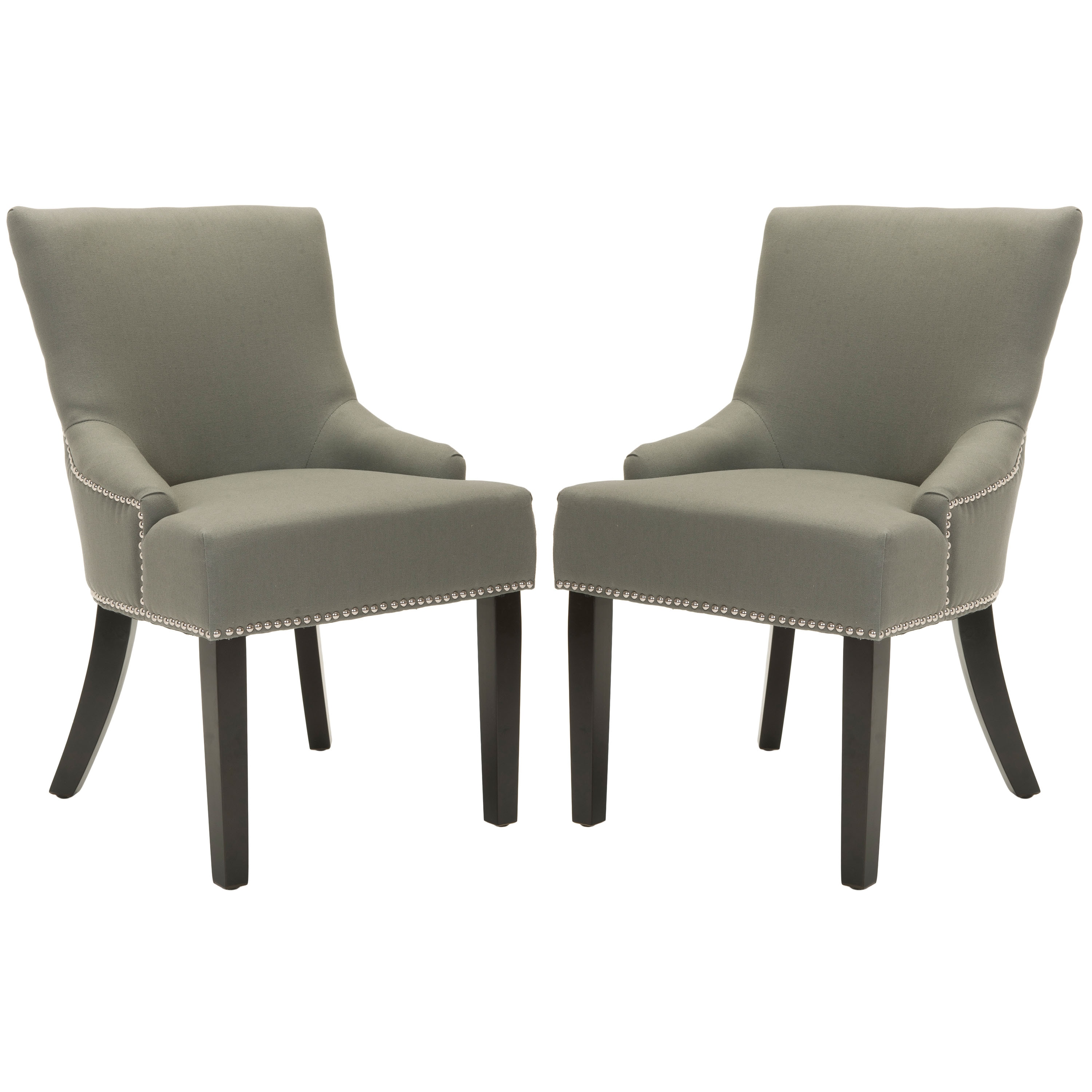 Safavieh MCR4700D-SET2 Set of 2 Lotus Contemporary/Modern Linen Upholstered Side Chair (Wood Frame)