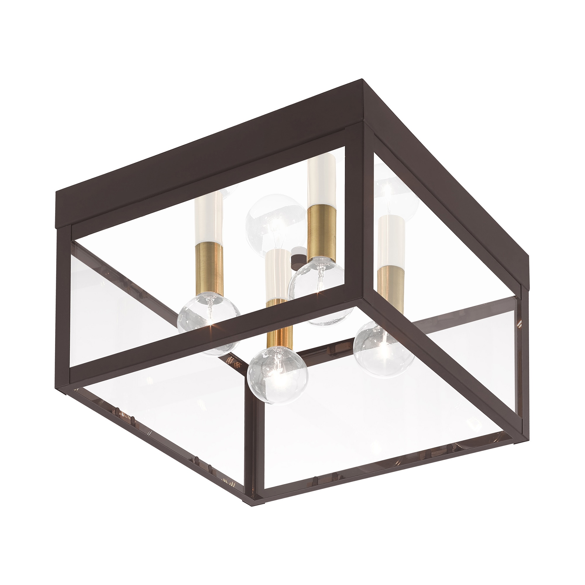 Bronze Nyack Clear Glass 4-Light Outdoor Ceiling Mount