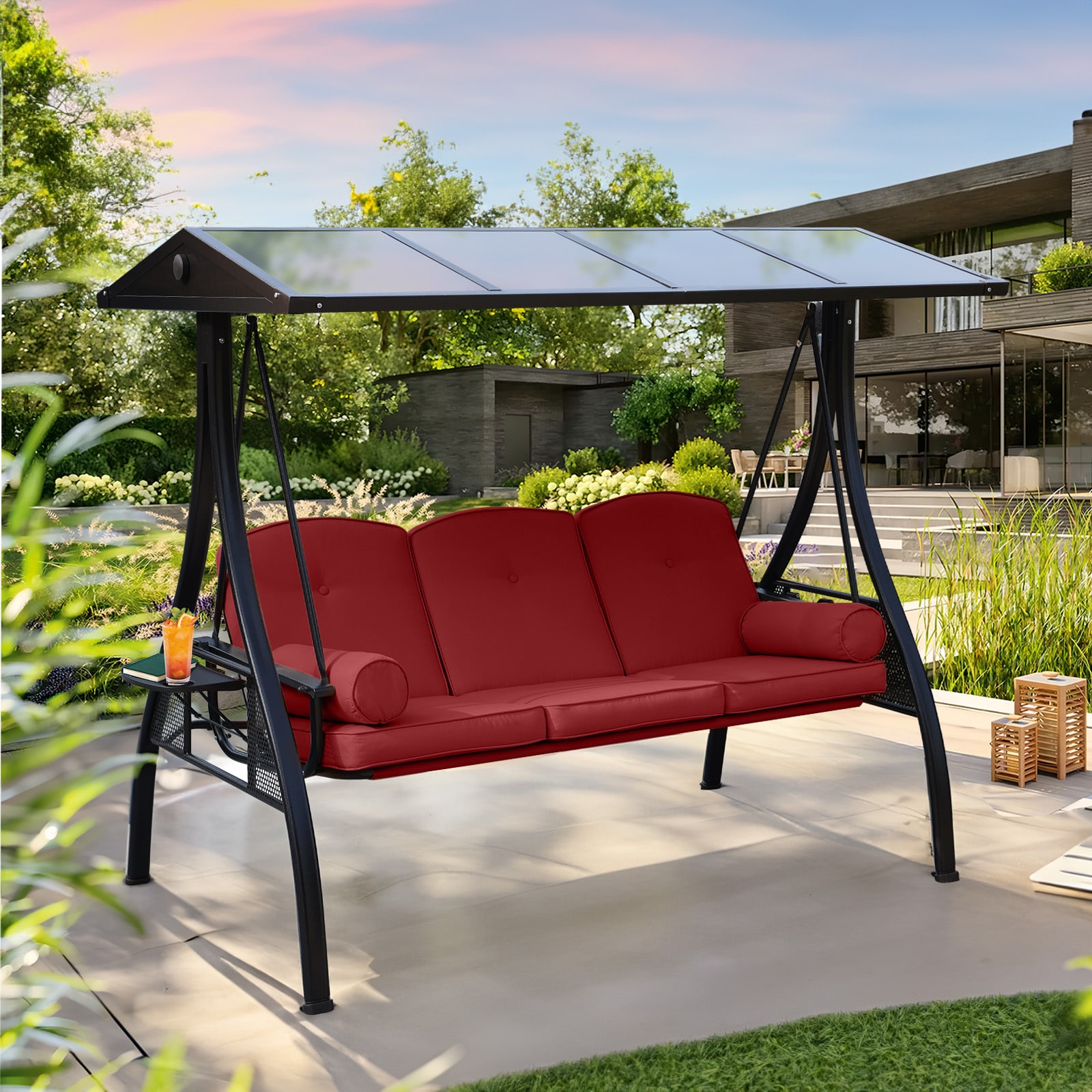 NOBLEMOOD Porch Swings Gliders 3 -person Brown Outdoor Swing bed in the Porch  Swings \u0026 Gliders department at Lowes.com, image size:900x900