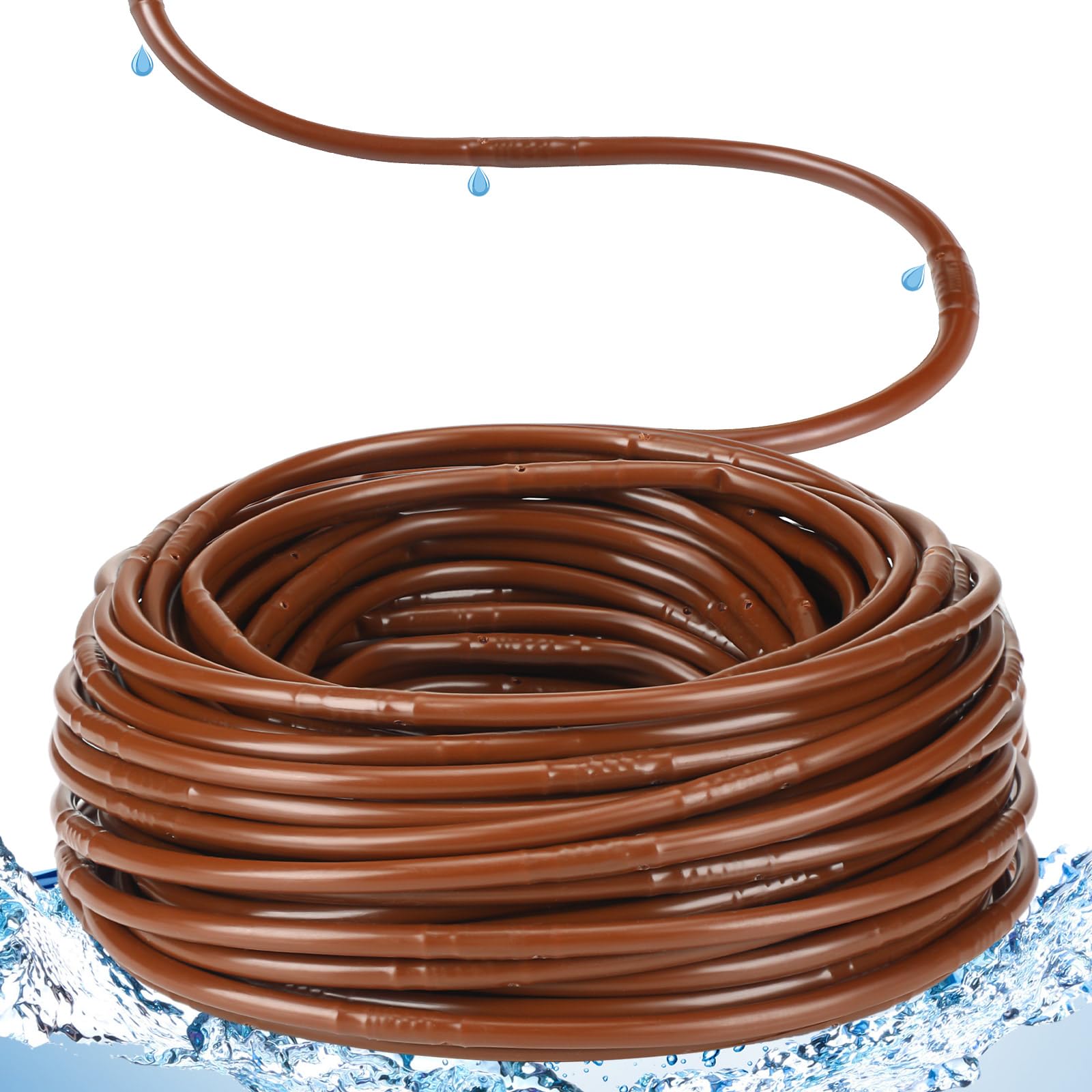Adrinfly  150 ft 1 Quarter Inch Drip Irrigation Tubing Roll with 6 Inch Emitter Spacing Brown UV Resistant Polyethylene Anti Clog for Gardens