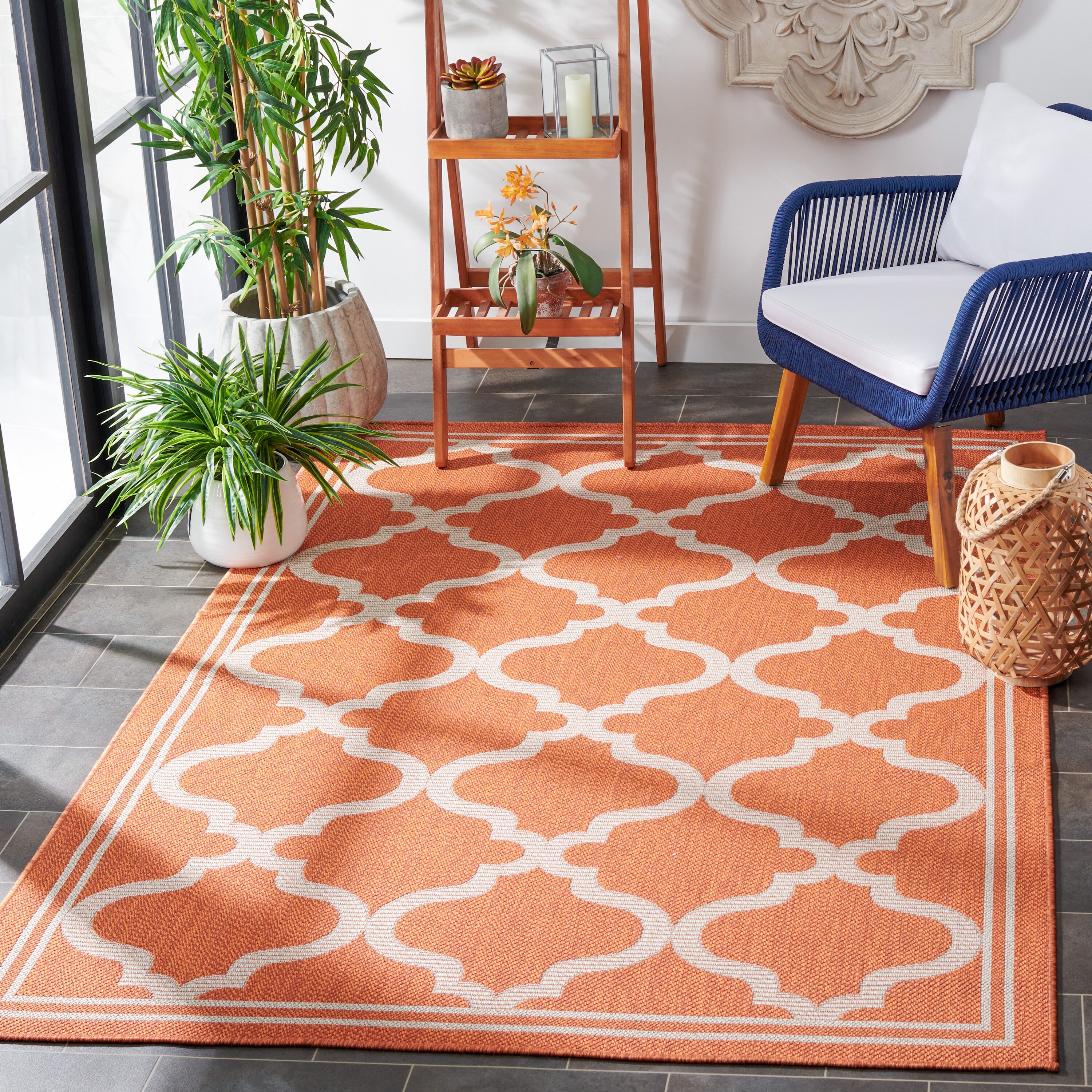 Safavieh BMU810P-4 Bermuda 800 Mercy 4 x 6 (ft) Loomed Polypropylene Rust/Ivory Rectangular Indoor/Outdoor Trellis Farmhouse/Cottage Area rug