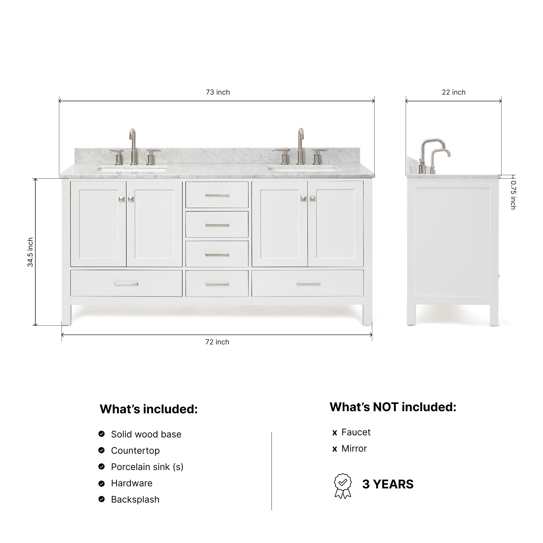 ARIEL A073DCW2RVOWHT Bath-Vanity-Combo - View #4