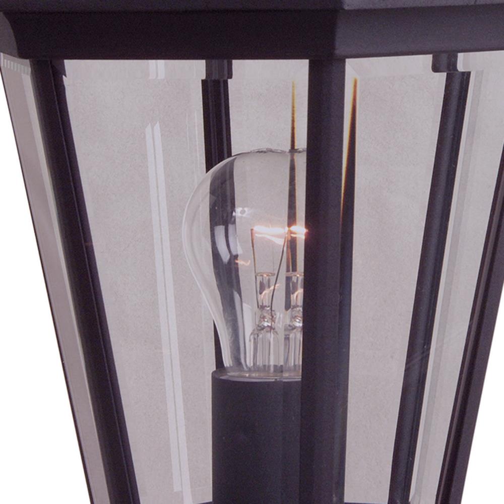 Textured Matte Black Outdoor Post Light with Glass Panels