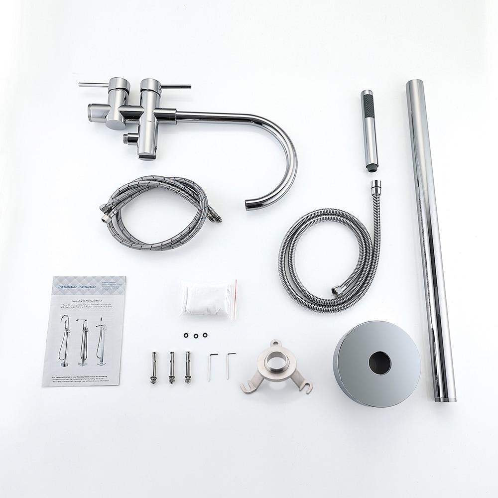 Chrome Freestanding Bathtub Faucet with Handheld Shower