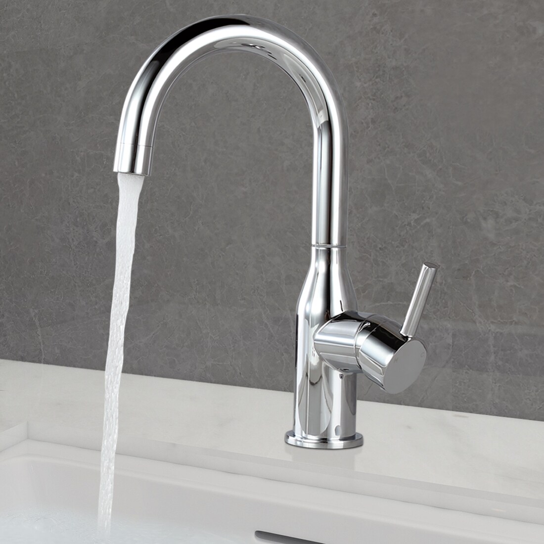 WOWOW Chrome Single Hole 1-Handle Bathroom Sink Faucet 2320201C-LW at ...