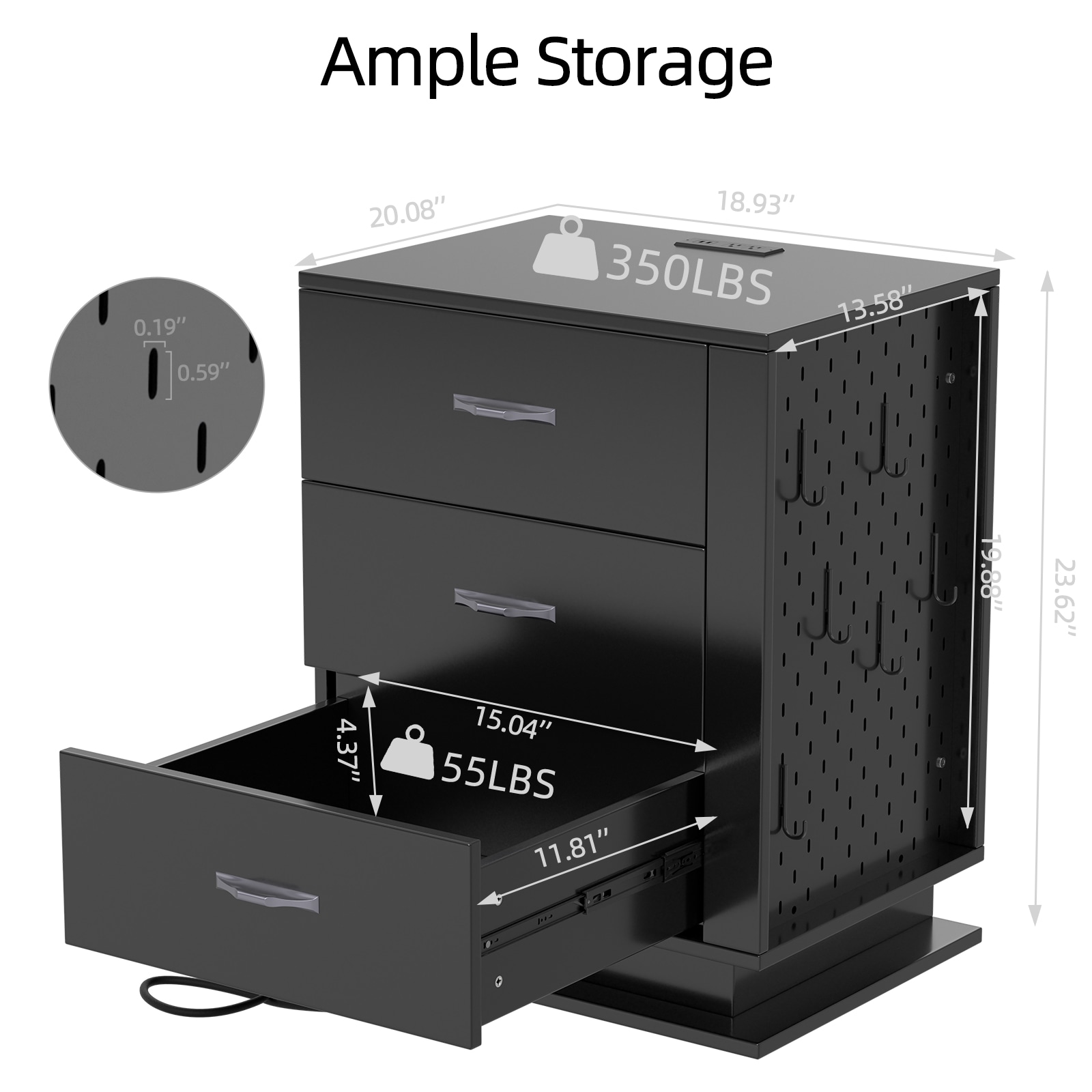 Outopee LO1G52004249 Black Nightstand