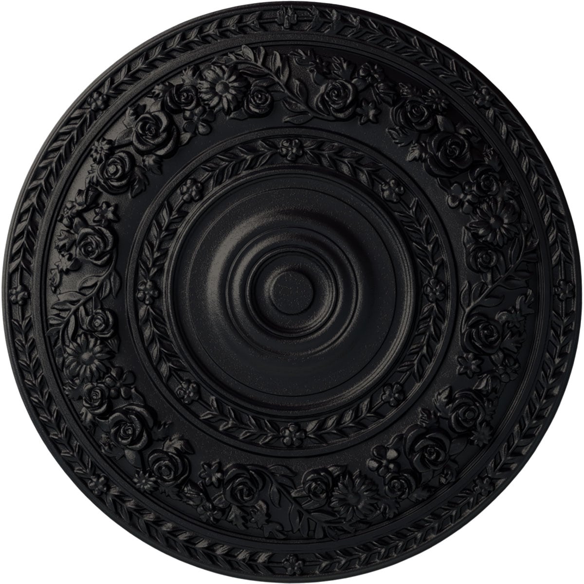 Ekena Millwork CM33ROSGS Rose 33.875-in W x 33.875-in L Painted Steel Gray Polyurethane Whole Ceiling Medallion