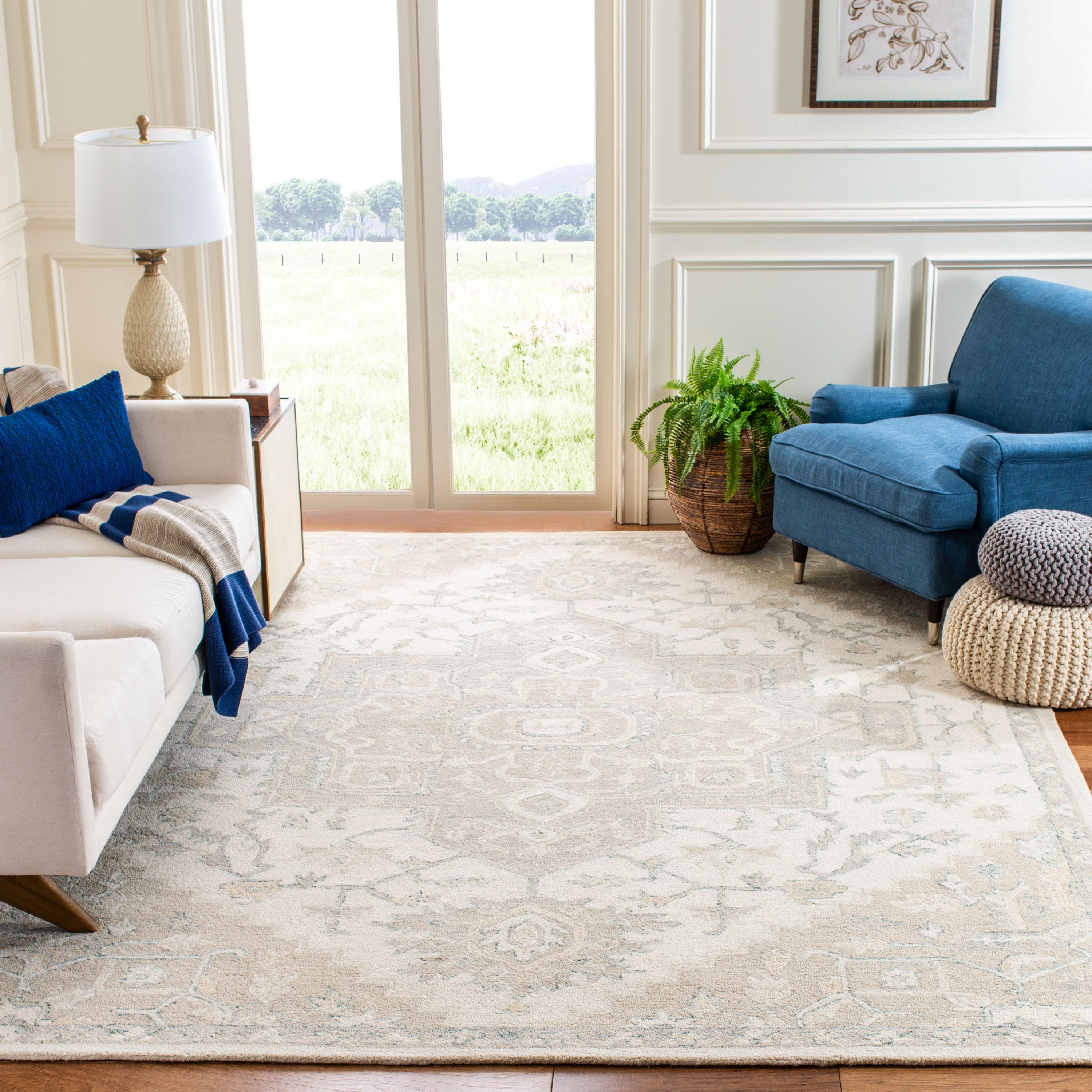Hand Tufted Traditional Wool Area Rugs by Allen Home - Durable - 100% Wool  - Living Room, Dining Room, Bedroom, and Entryway Area Rugs - 8' x 10' -  Anny Blue : : Home