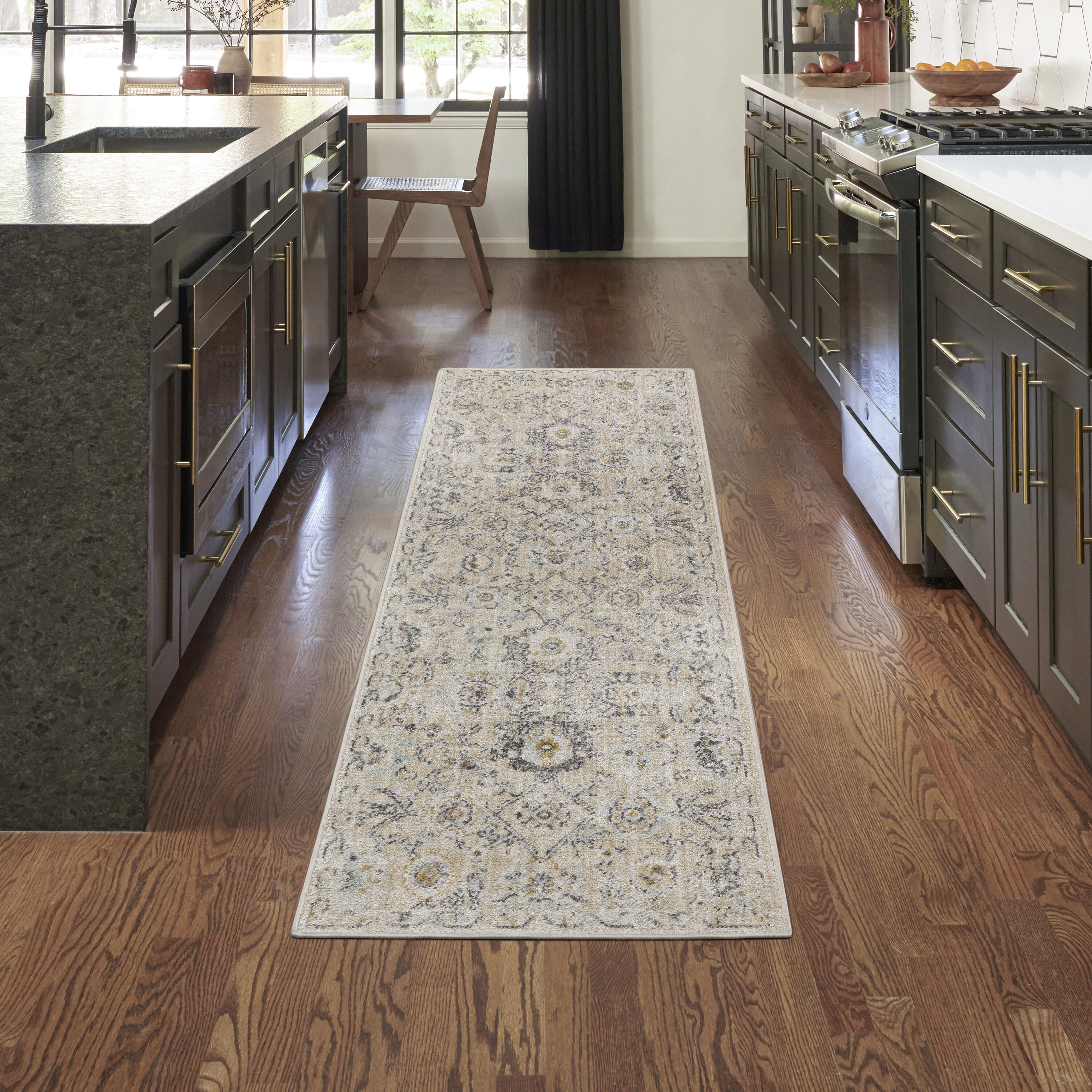 Nourison Home 099446948922 Oushak Home 2 x 8 (ft) Polypropylene Cream Rectangular Indoor Floral/Botanical Vintage Runner rug