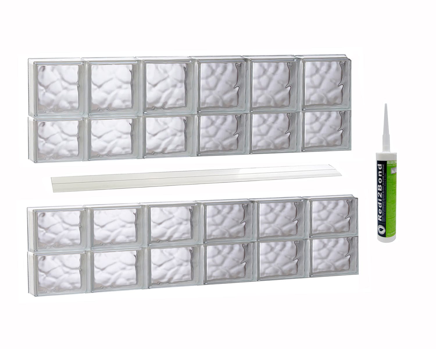 REDI2SET S4826DC Wavy Glass 46-1/2-in x 25-in Frameless Replacement Glass Block Window