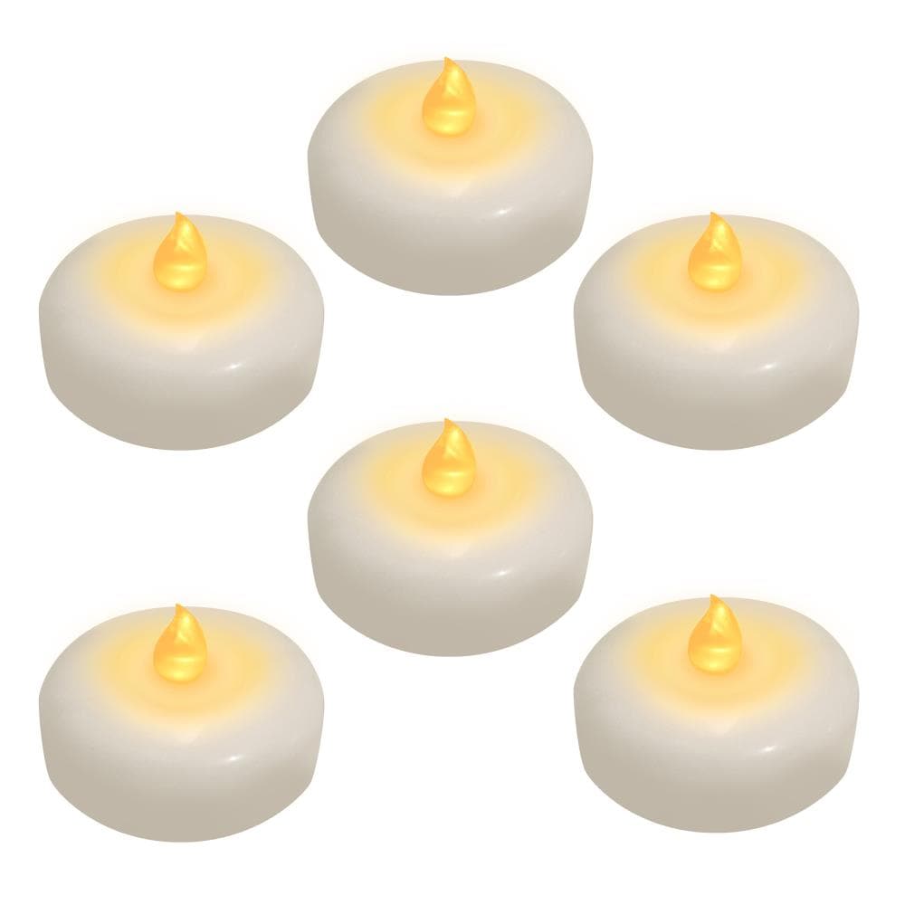 6 Flameless Floating LED tealight Candle Battery operated Green tea lights NEW 