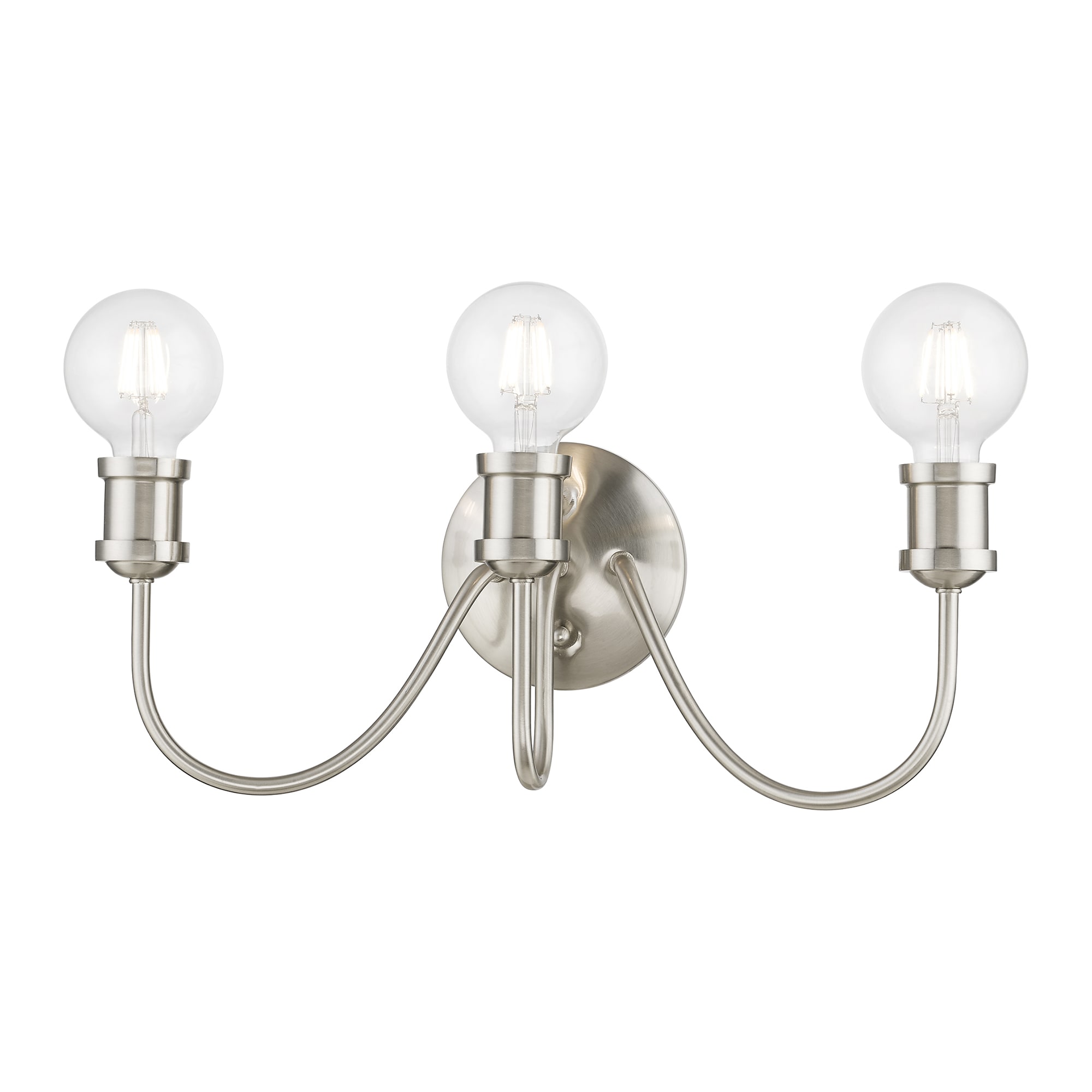 Brushed Nickel 3-Light Dimmable Vanity Fixture