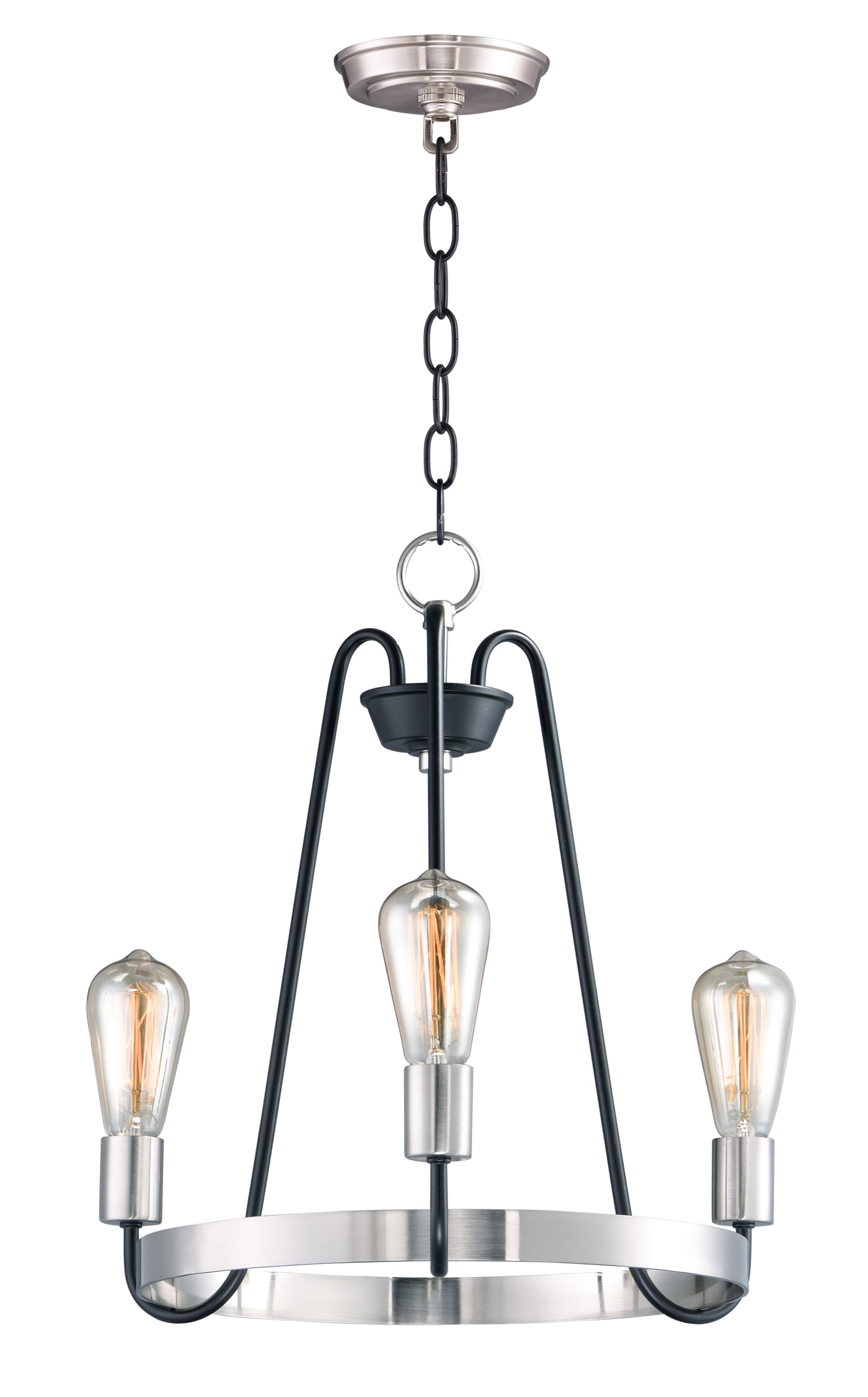 Maxim Lighting 11733BKSN Haven 3 -Light Multiple finishes Multiple colors Traditional For Use in Bedrooms, Dining Rooms, Foyers, Kitchens, Living Rooms Chandelier