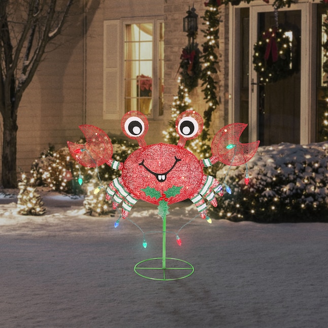 Holiday Living 36-in Crab Free Standing Decoration with Multicolor LED ...