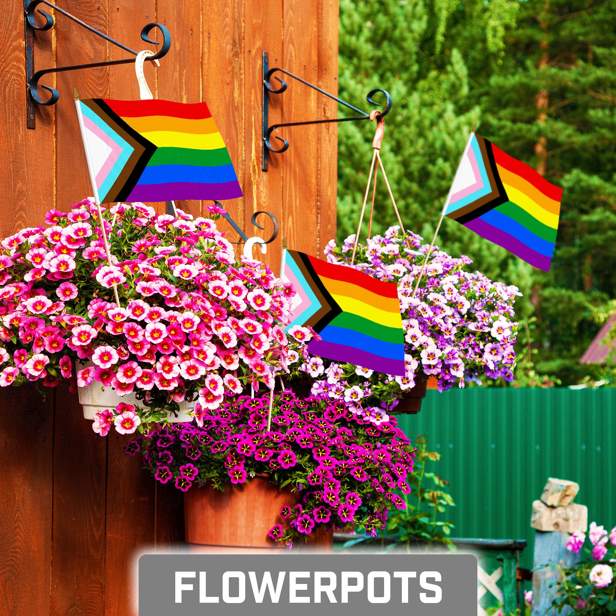 G128 12-Pack 8-in W x 12-in H LGBT Progress Rainbow Pride Handheld ...