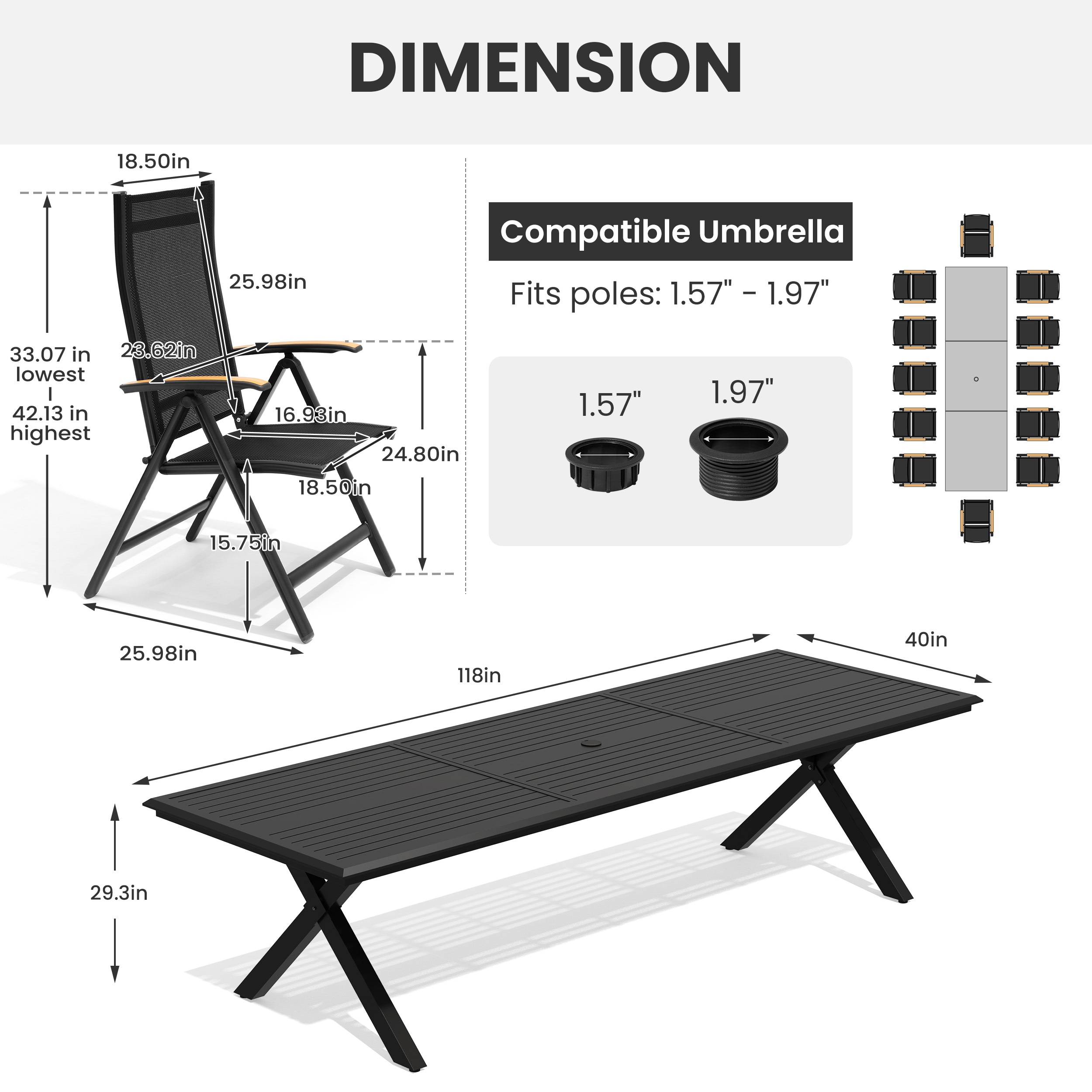 Crestlive Products CL-TD7171BLK300-13 Patio-Dining-Sets - View #3
