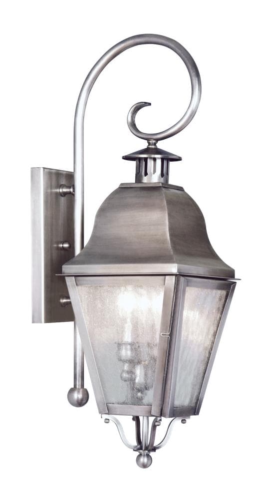 Livex Lighting 2551-29 Amwell 2 -Light 24.75-in H Distressed Pewter Hardwired Outdoor Wall Light