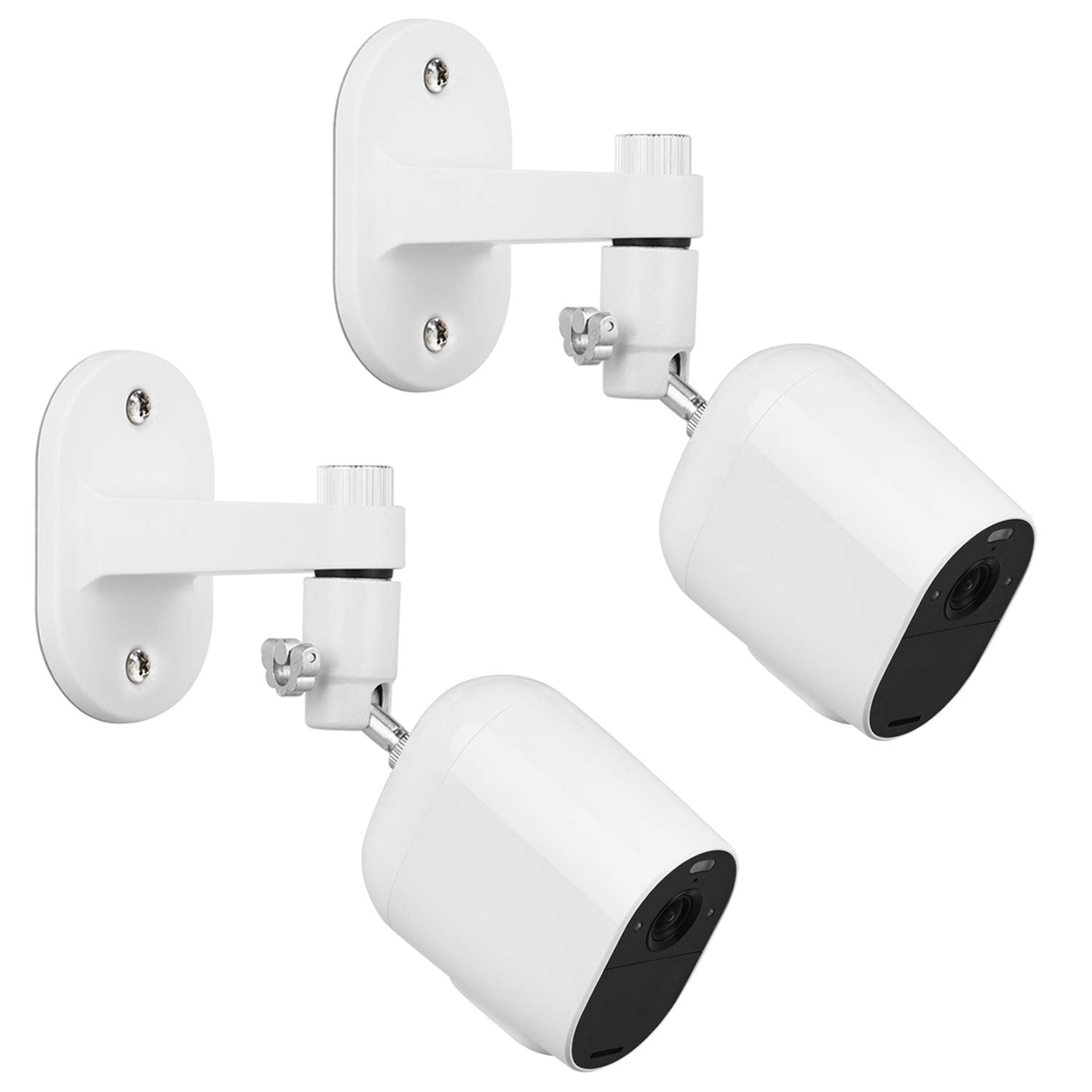 Phyfalip  2 pack Security Wall Mount Adjustable Indoor Outdoor Camera Mount Bracket for Surveillance Cameras 360 Degree Swivel White Easy
