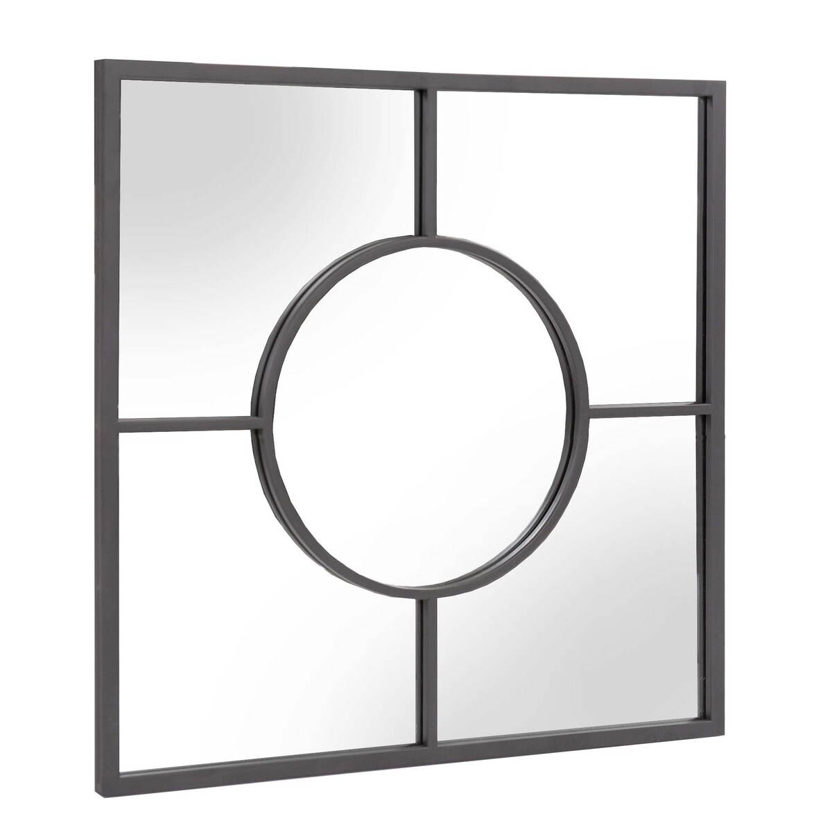 HomeRoots 24-in W x 24-in H Square Graphite Framed Wall Mirror in the ...