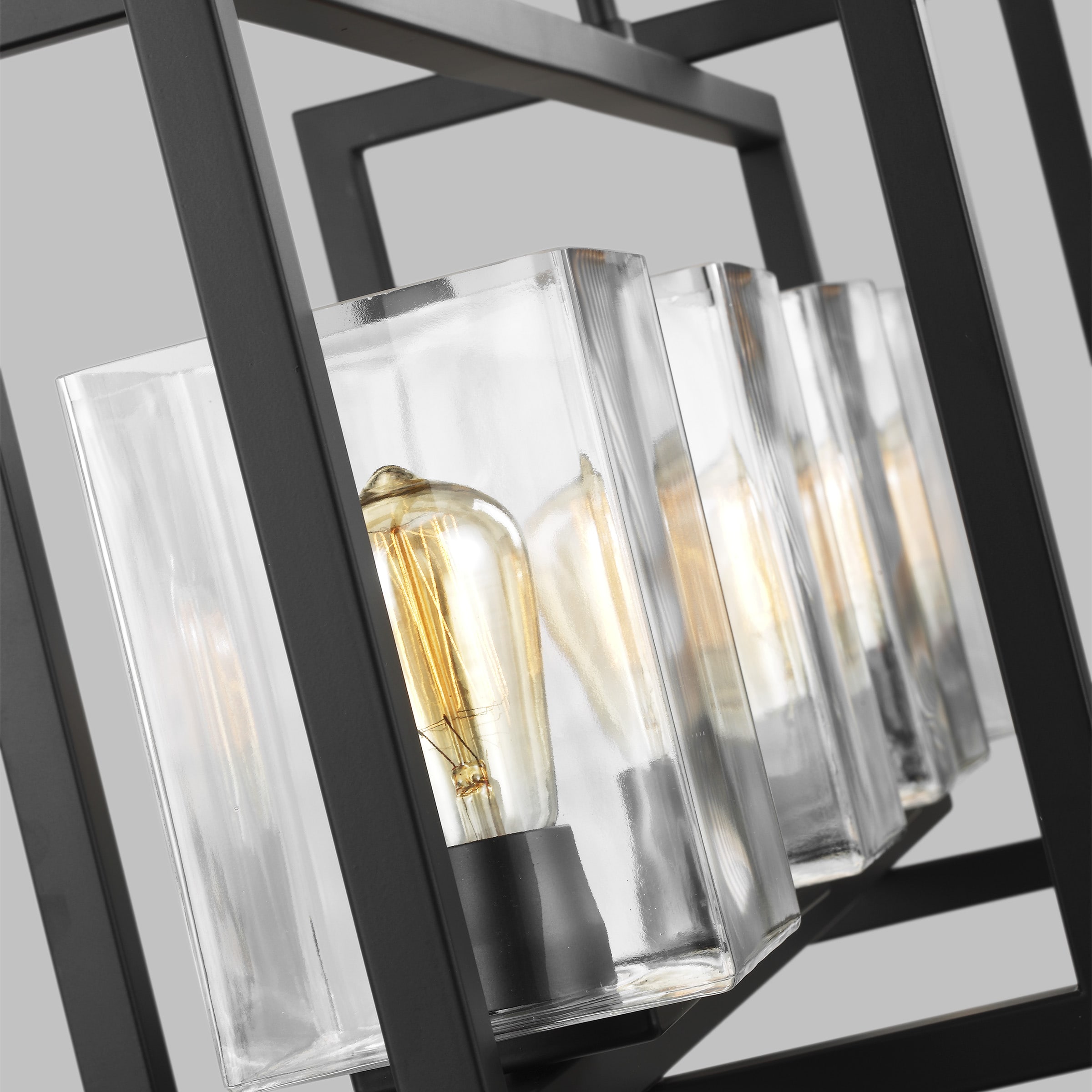 Midnight Black and Clear Glass 4-Light Island Pendant