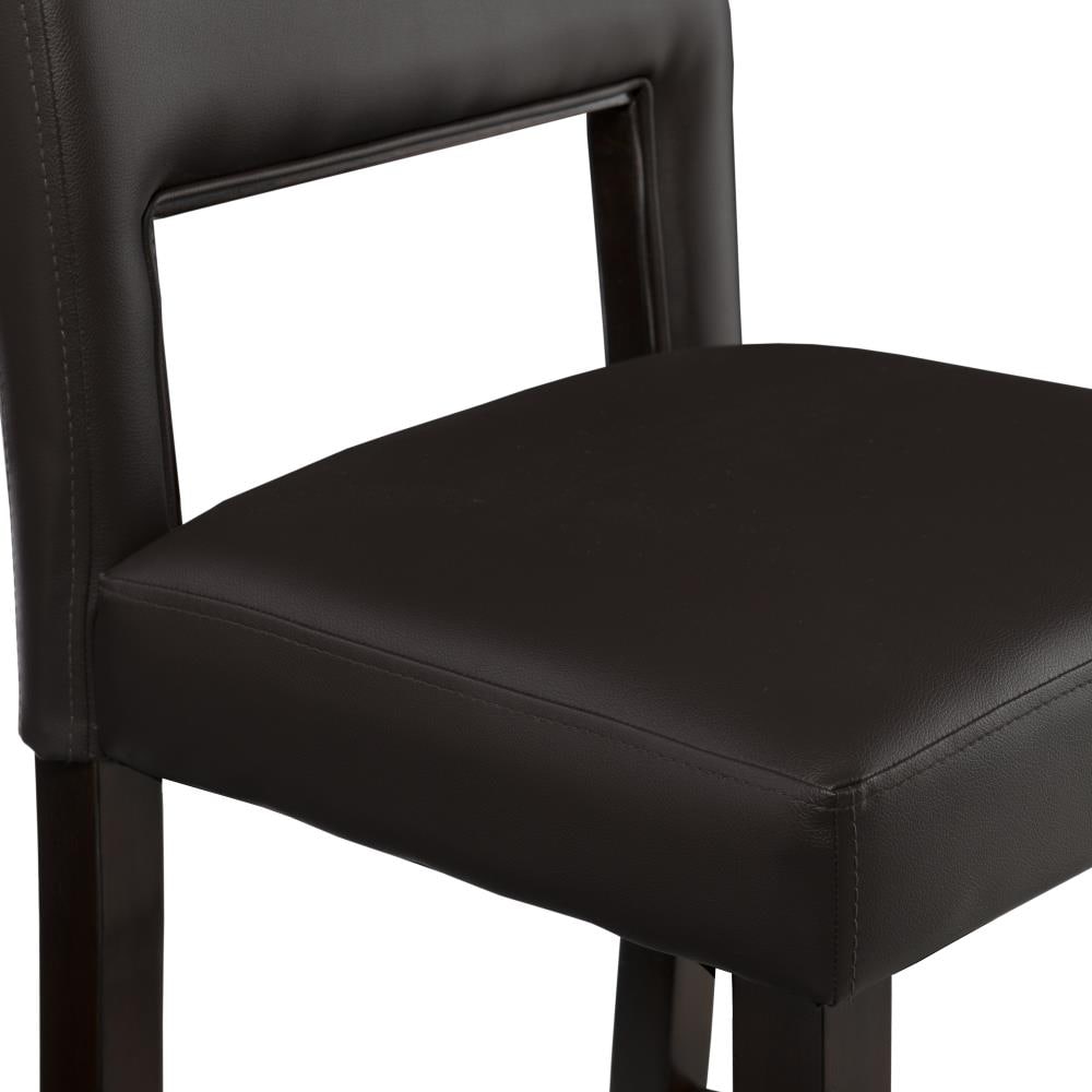 Dark Brown Wood and Leather Counter Stool, 24"