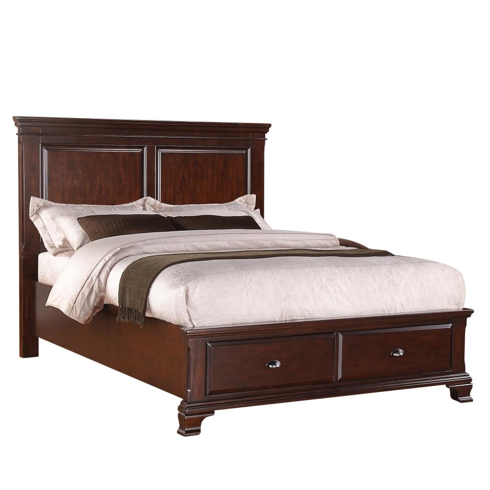 Brinley Cherry Queen Wood Platform Bed with Storage in Red | - Picket House Furnishings CN350QB