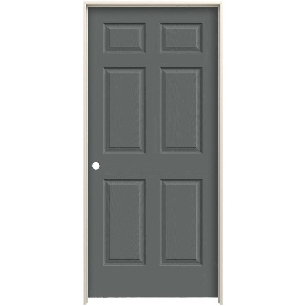 JELD-WEN LOWOLJW225400117 32-in x 80-in Granite Solid Core 6-panel Right Hand Textured Prefinished Molded Composite Flat Jamb Single Prehung Interior Door