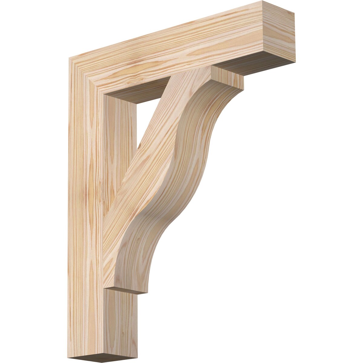 Ekena Millwork BKT04X18X22FST05SDF Funston Block Smooth 3-1/2-in x 18-in x 22-in Douglas fir Brown Wood Standard bracket