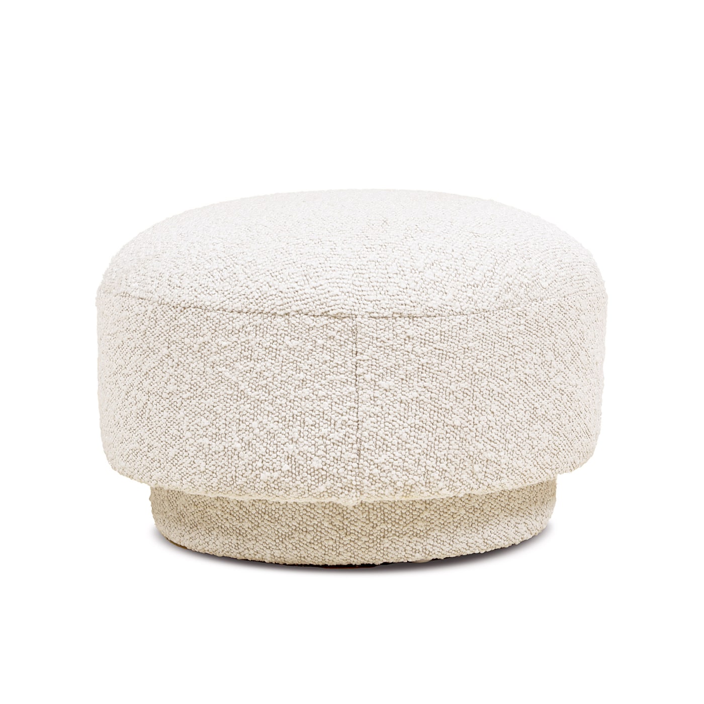 Jennifer Taylor Home 84450-MBW Fuji Modern Ivory White Boucle Round Ottoman