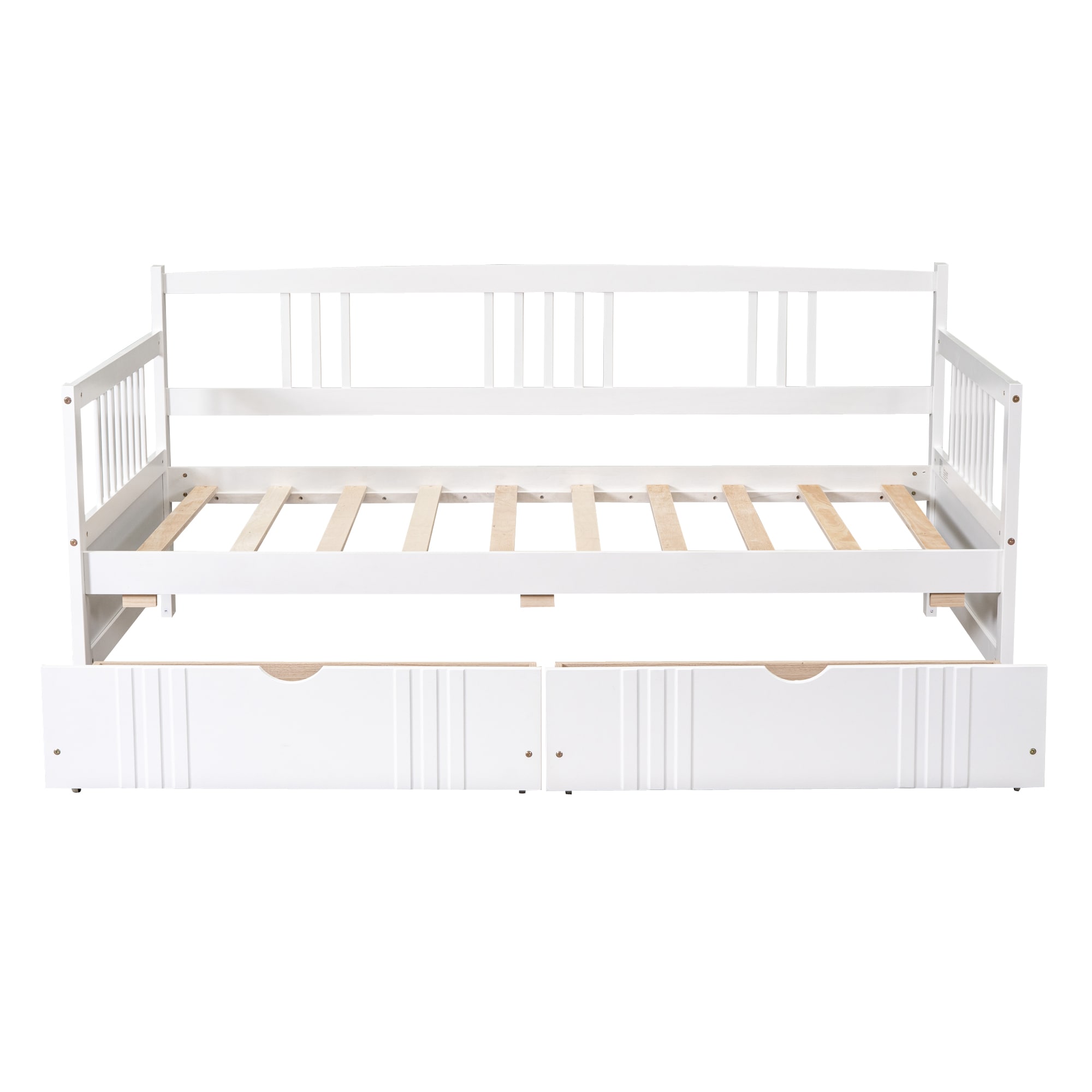 Qualler BLE000029K White Twin Wood Daybed Bed with Storage