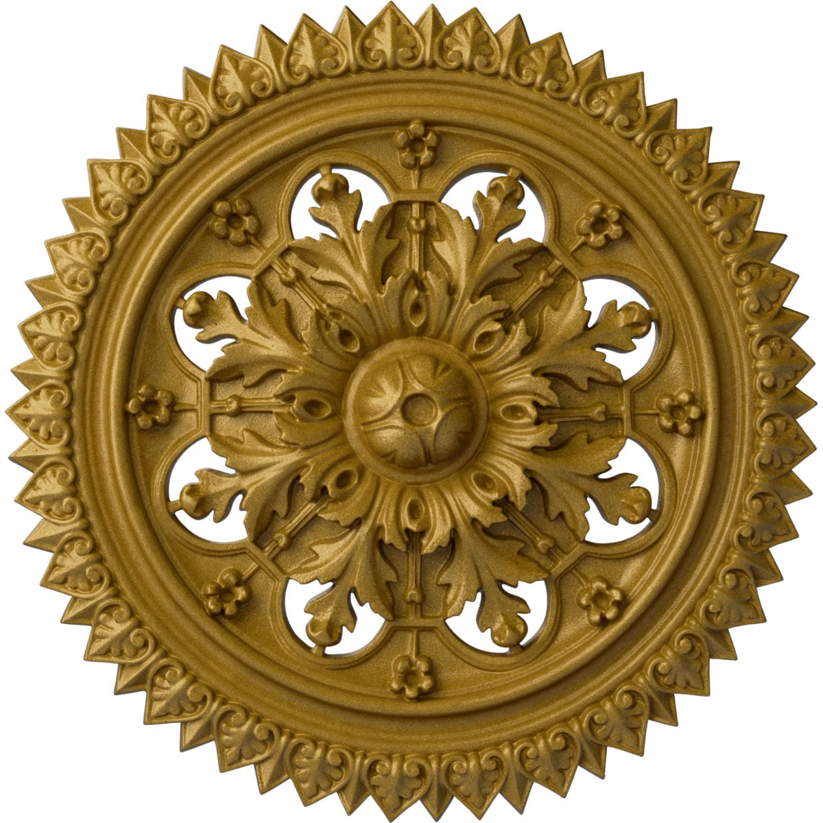 Ekena Millwork CM21YOPGS York 21.625-in W x 21.625-in L Painted Pharaohs Gold Polyurethane Whole Ceiling Medallion