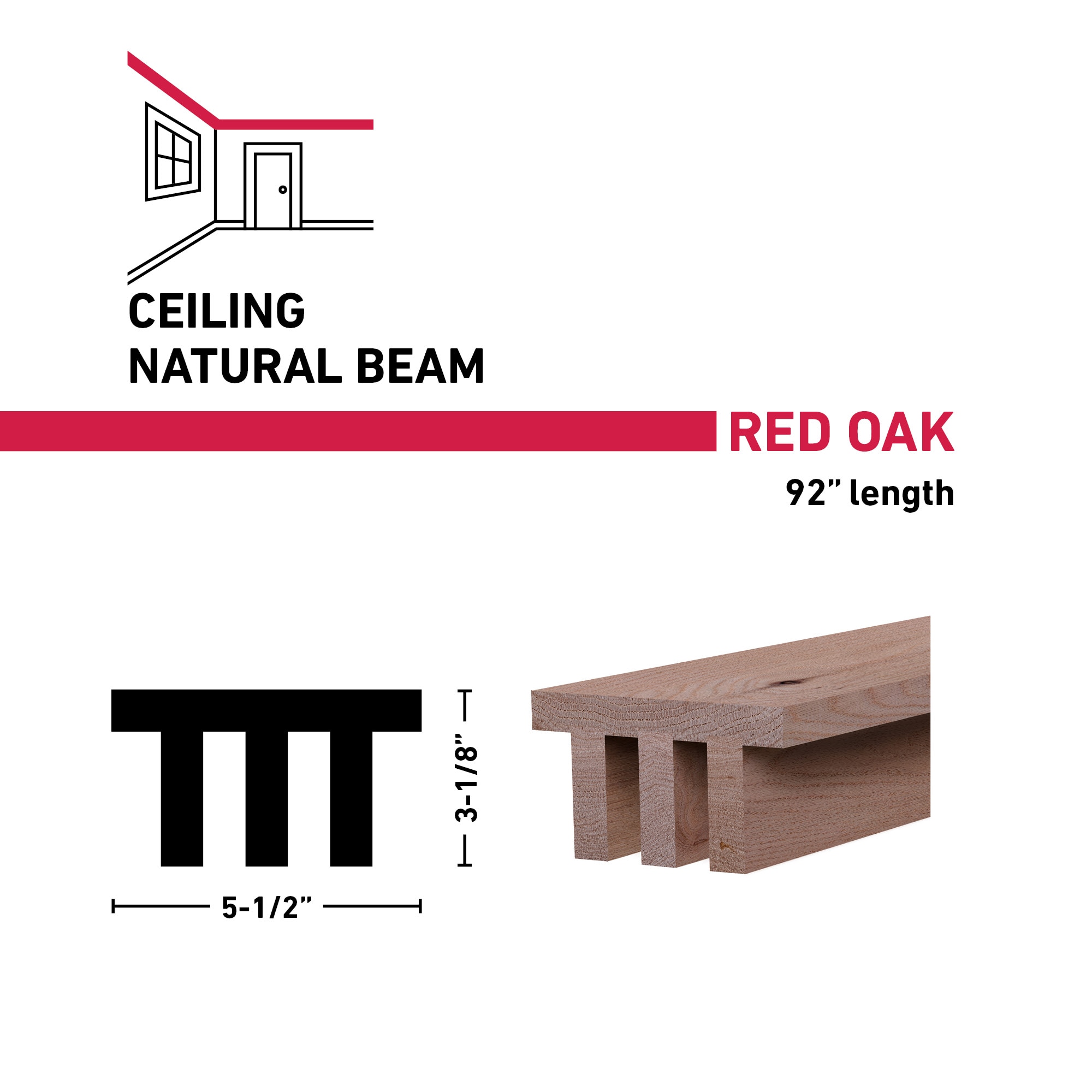 Ornamental Mouldings BEAMNAT03-92ROA5X3 Faux-Beams - View #3