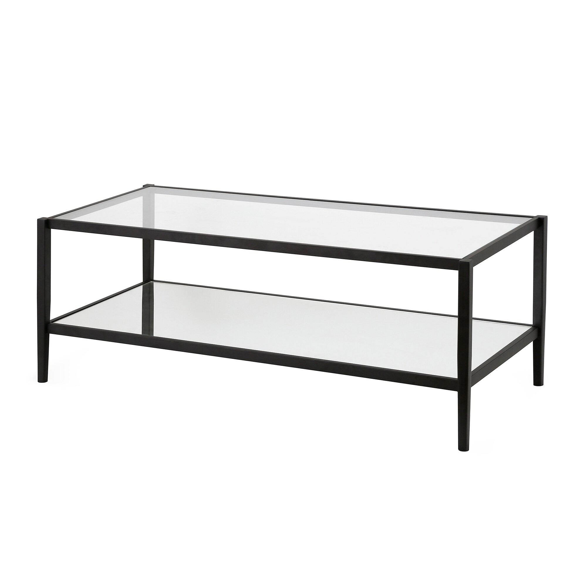 Elegant 45" Blackened Bronze Metal & Glass Rectangular Coffee Table