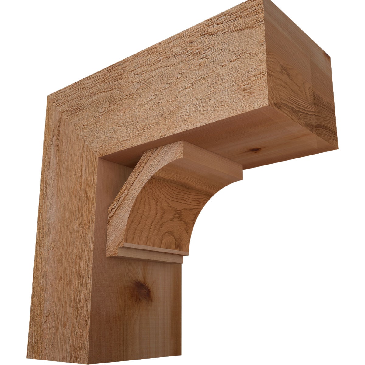 Ekena Millwork 1462663 Imperial Block Rough Sawn Bracket with Offset Brace 8-in x 18-in x 18-in Western red cedar Brown Wood Standard bracket