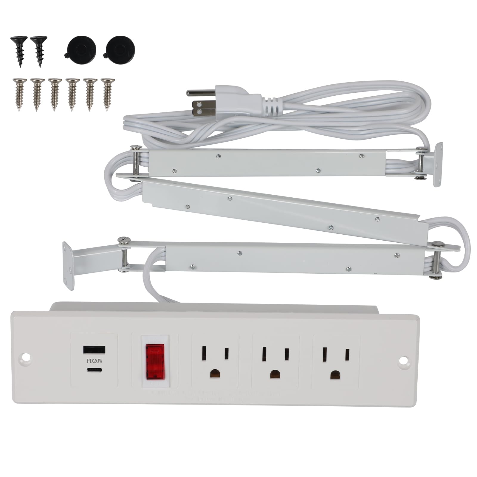 Misopily Flush Mount Recessed Drawer Outlet Kit with Three AC Outlets ...