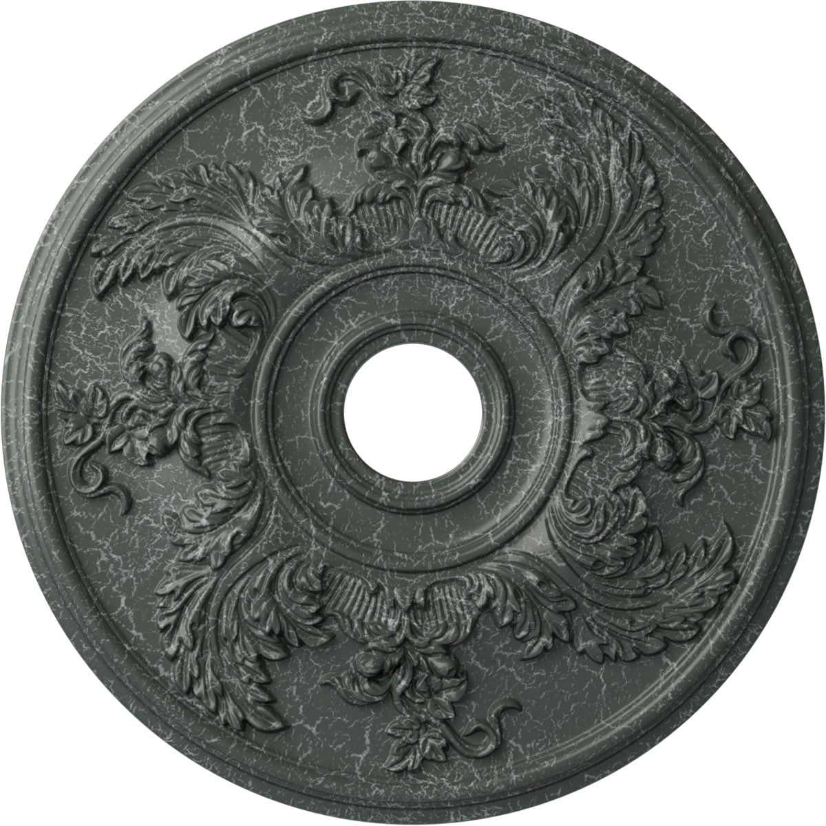 Ekena Millwork CM23ACAGC Acanthus Twist 23.625-in W x 23.625-in L Painted Athenian Green Crackle Polyurethane Whole Ceiling Medallion