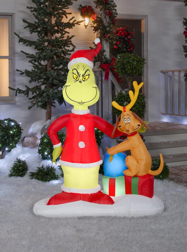 Gemmy 6-ft Lighted Dr. Seuss The Grinch Gift Box Christmas Inflatable 