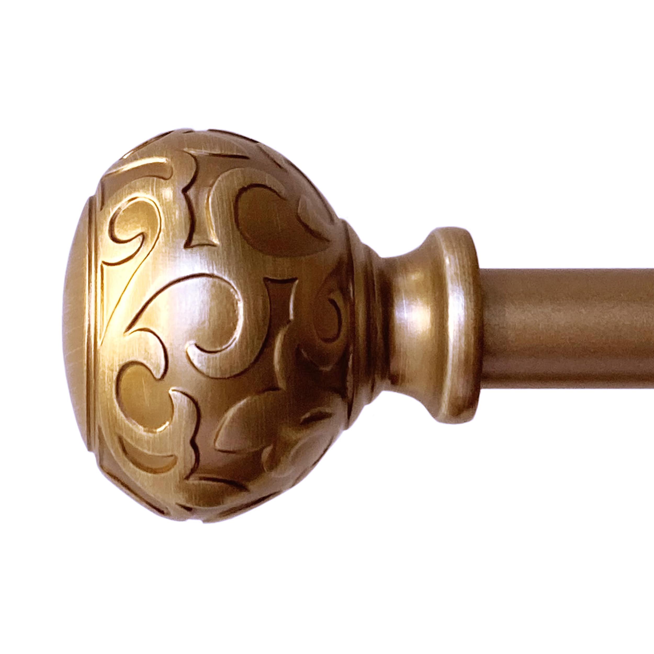 Decopolitan 31215-VB26 26-in to 48-in Vintage Brass Steel Single curtain rod with Finials