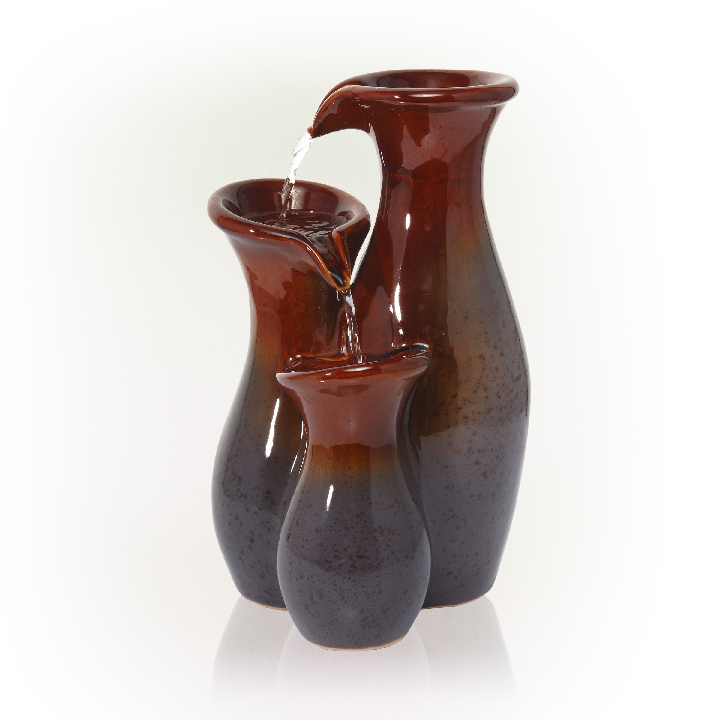 Clay Ceramic Decorative Jug Vase Green & Bronze Glossy Glaze Finish 12" Tall New 