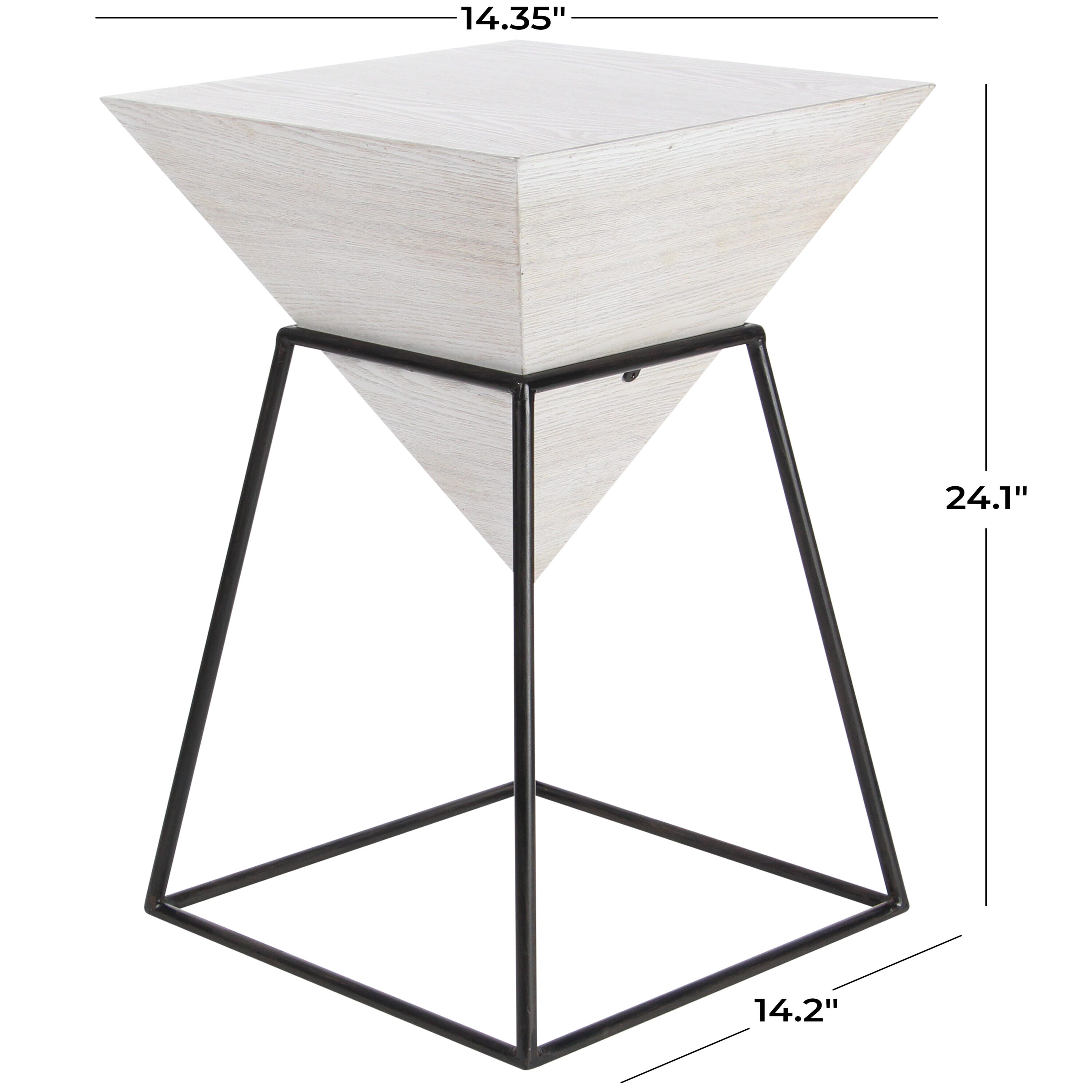 Grayson Lane 14-in W x 24-in H White/Black Inverted Pyramid Wood Modern ...