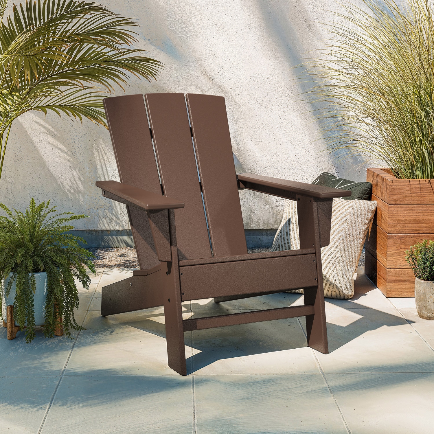 Allen + roth high quality by POLYWOOD Oakport Slate Grey Poly-lumber adirondack chair