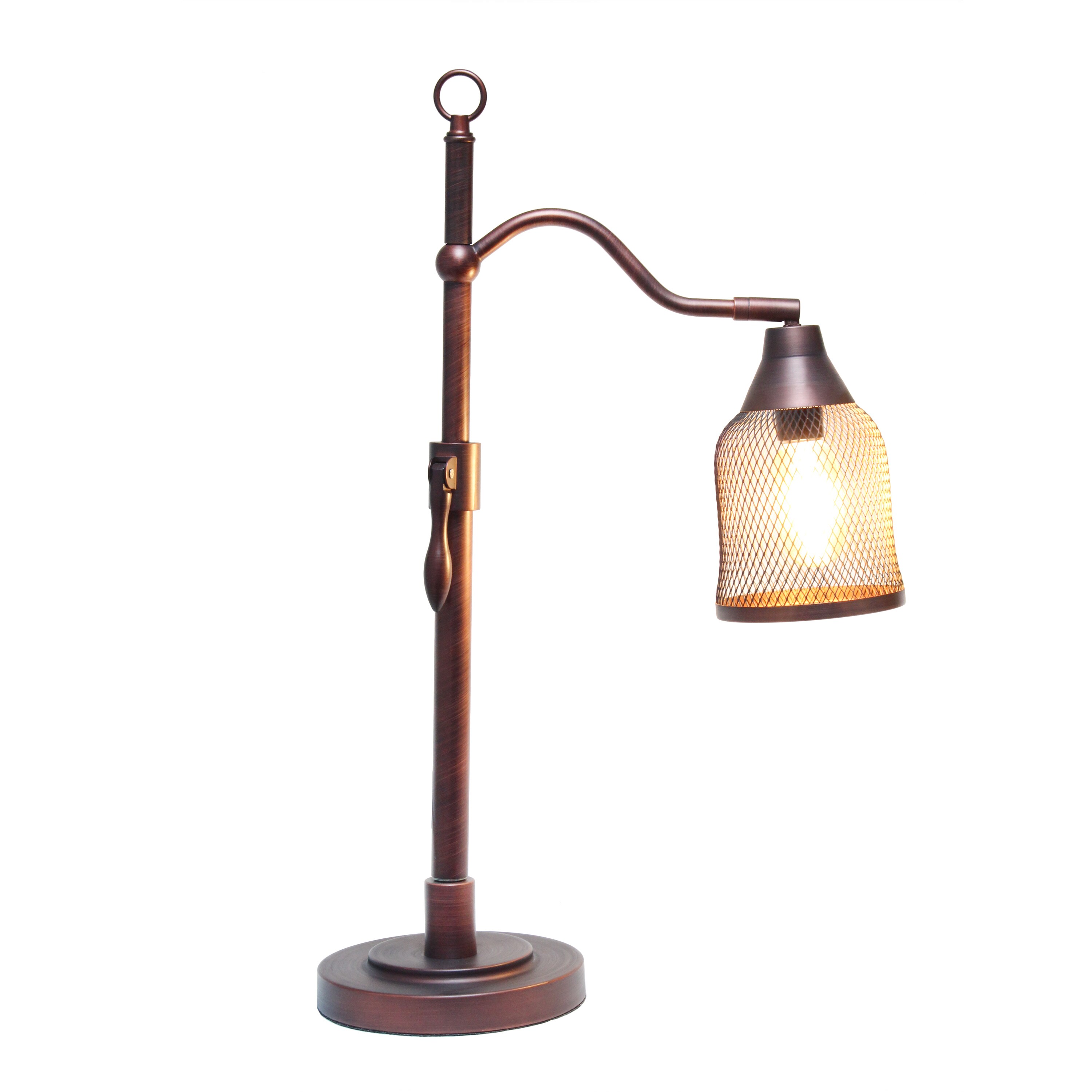 malta satin bronze mica shade desk lamp