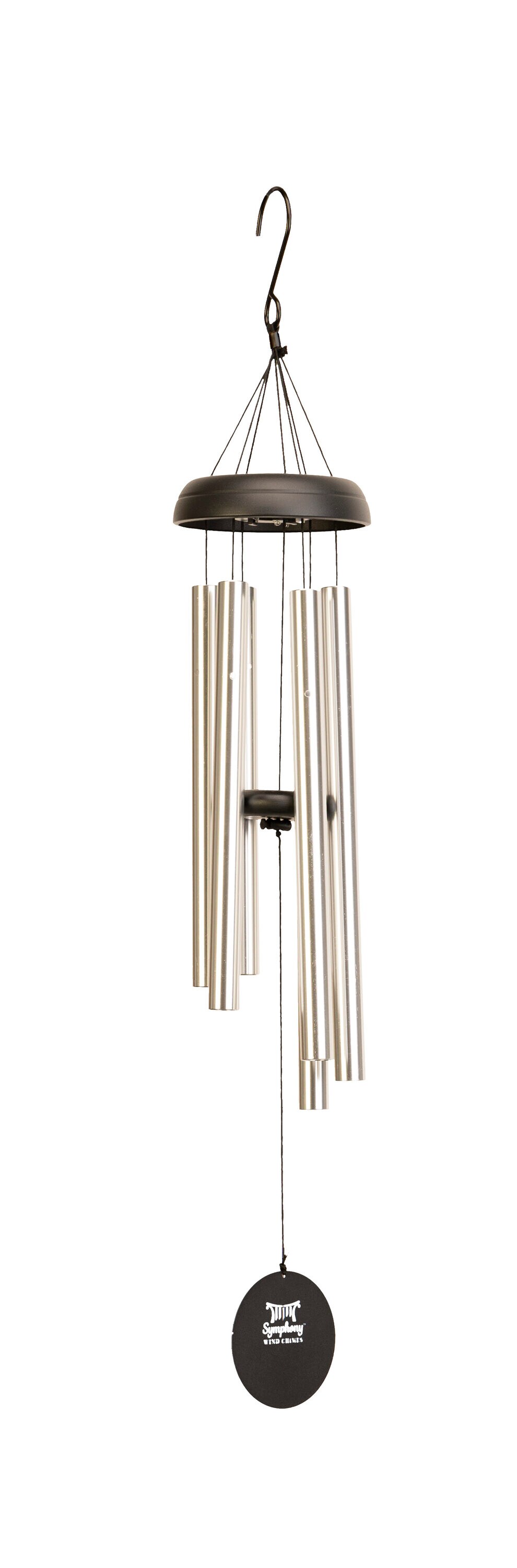 Panacea Products 80131 40-Inches Silver Metal Modern Solar Wind Chime