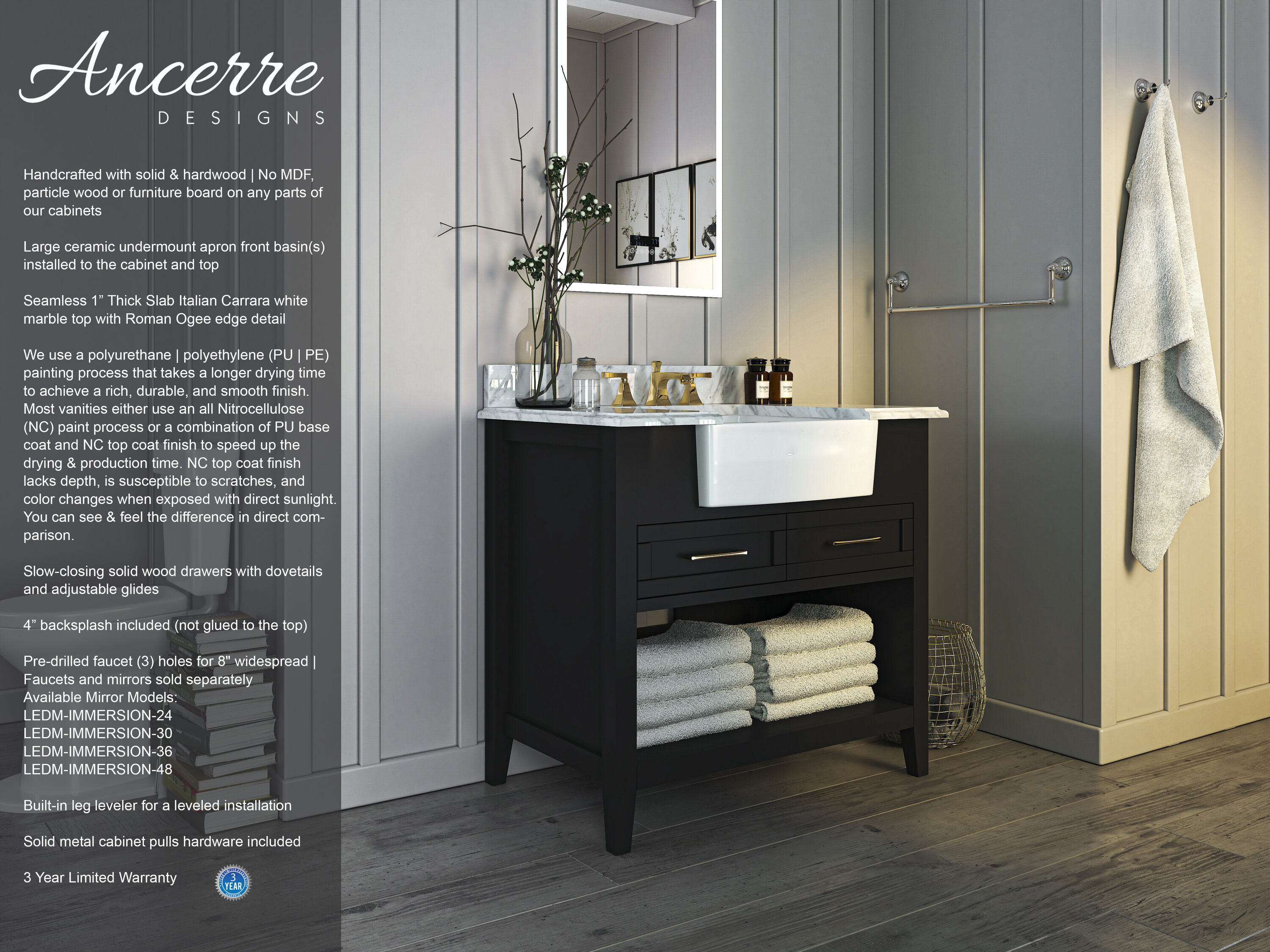 Ancerre Designs VTS-HAYLEY-36-BO-CW Bath-Vanity-Combo - View #2