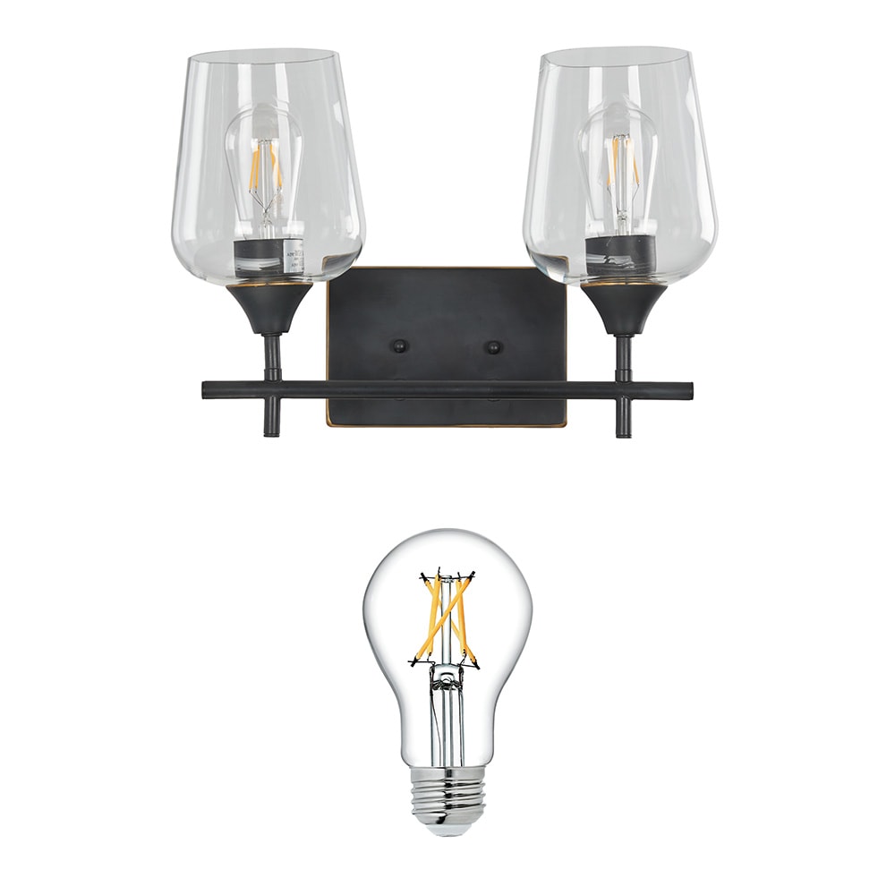 allen + roth Meredith 15.31-in 2-Light Aged Bronze Transitional Vanity Light Collection