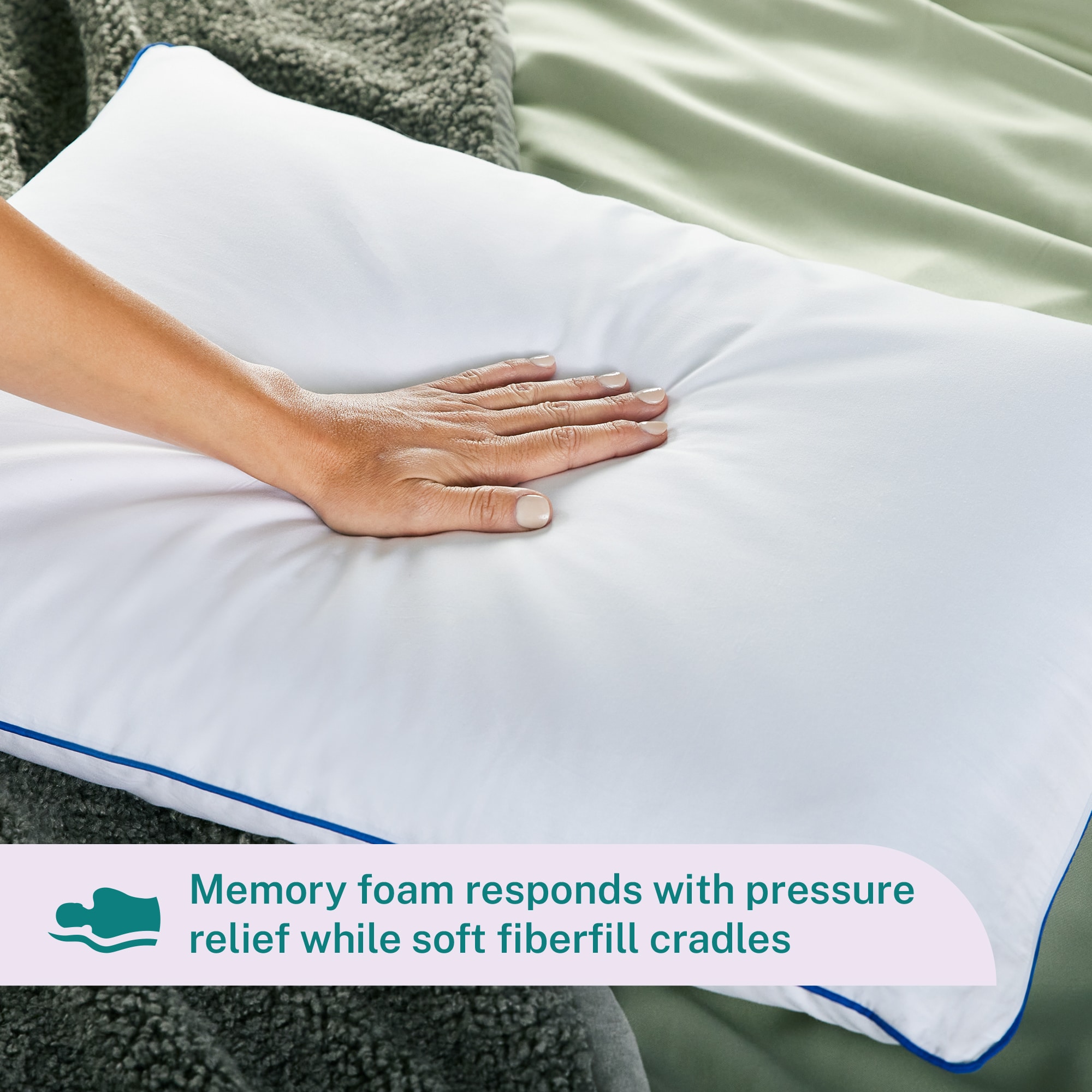 Standard White Gel Memory Foam Pillow with Zipper Closure