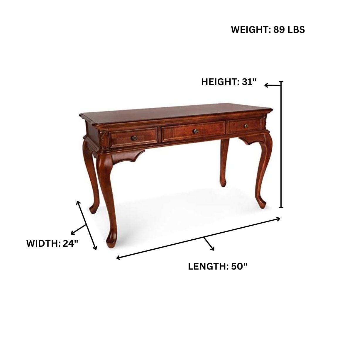 Cherry Birch Wood Executive Desk with Drawers